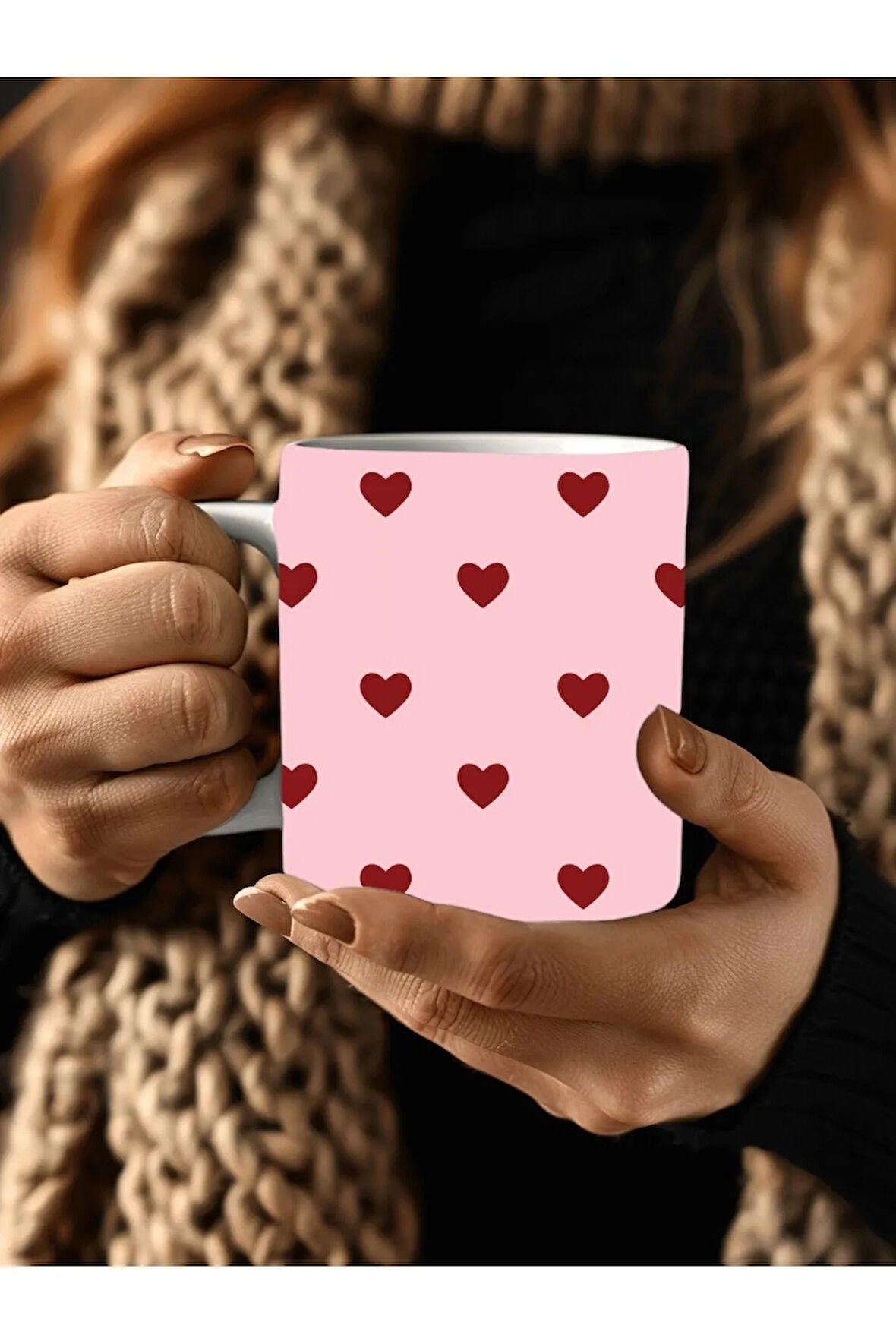 Kalp Şeklinde 3 Boyutlu Tasarım Seramik Kupa Mug - Hediyelik Kupa Bardak