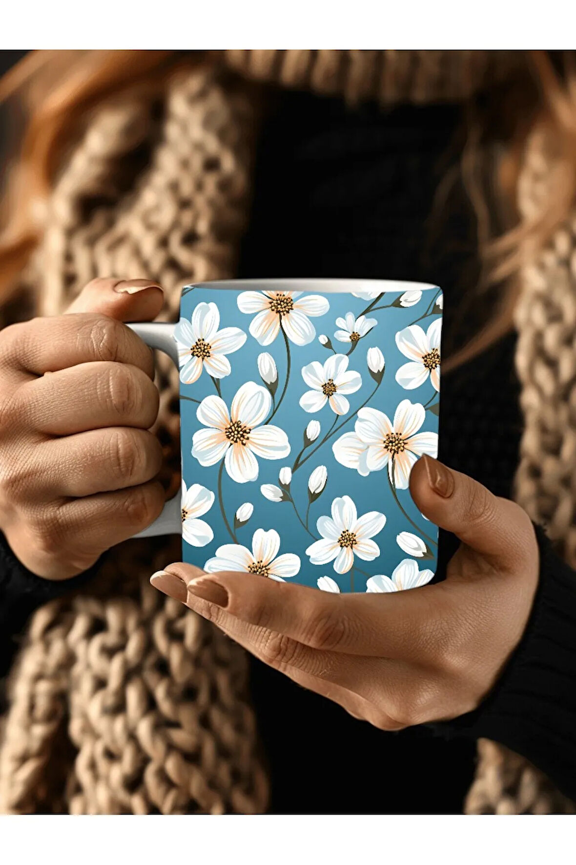 Çiçek Modellerinde 3 Boyutlu Tasarım Seramik Kupa Mug - Hediyelik Kupa Bardak