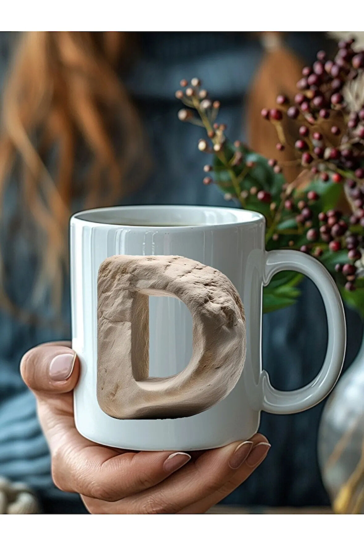 Taş Kaya Şeklinde Harf Kişiye Özel 3 Boyutlu Tasarım Seramik Kupa Mug - Hediyelik Kupa