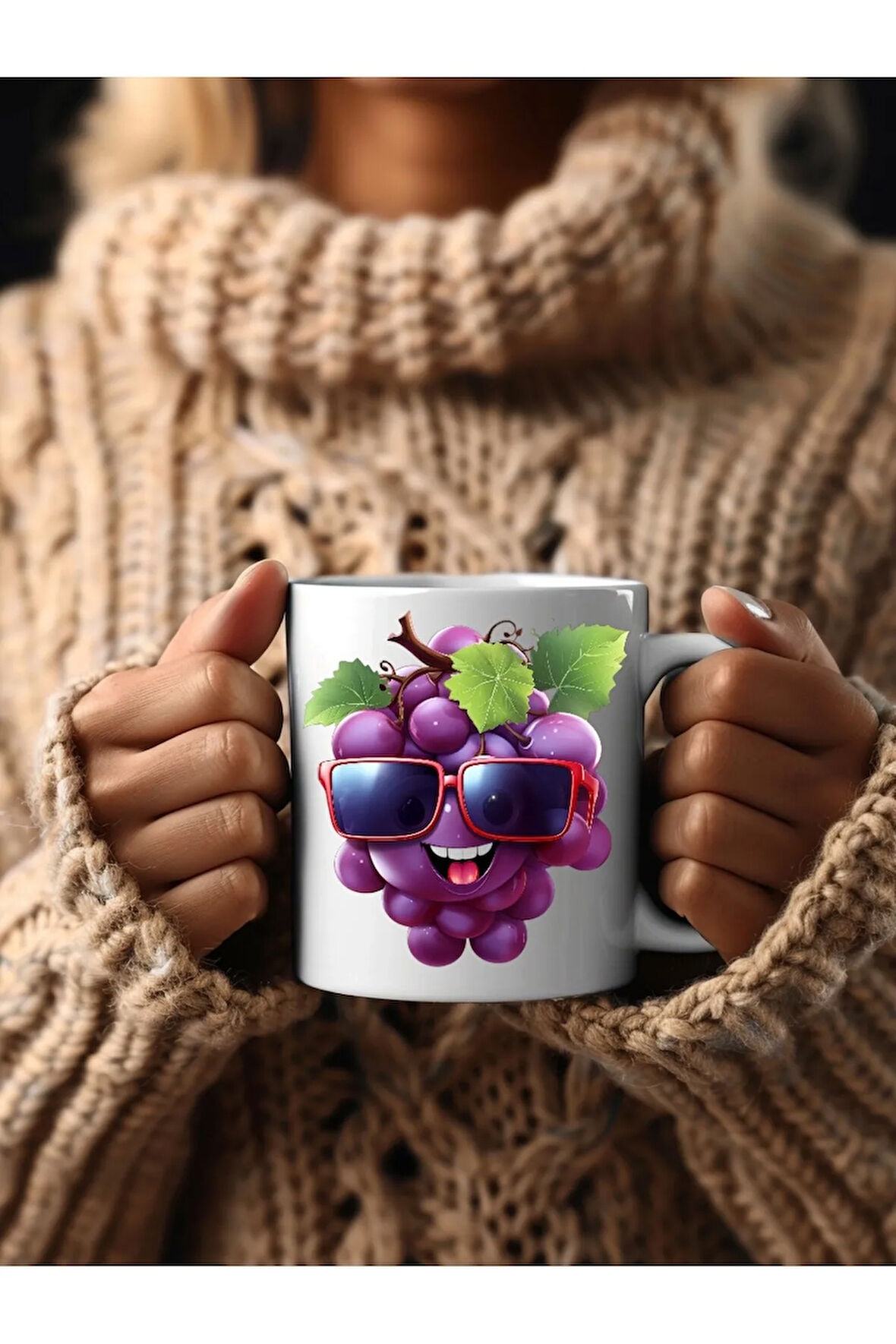 Meyve Emoji Şeklinde 3 Boyutlu Tasarım Seramik Kupa Mug - Hediyelik Kupa Bardak