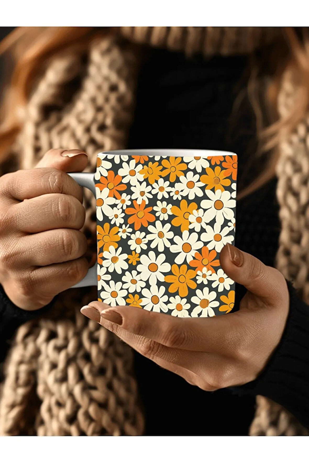 Çiçek Modellerinde 3 Boyutlu Tasarım Seramik Kupa Mug - Hediyelik Kupa Bardak