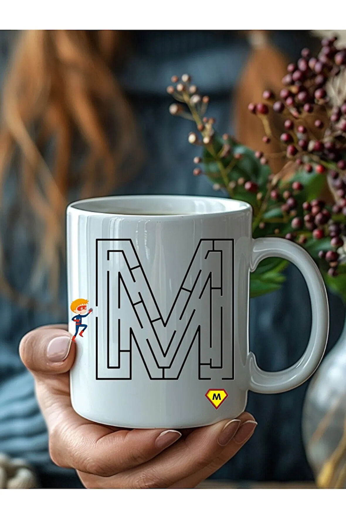 Labirentli Harf Şeklinde Kişiye Özel 3 Boyutlu Tasarım Seramik Kupa Mug - Hediyelik