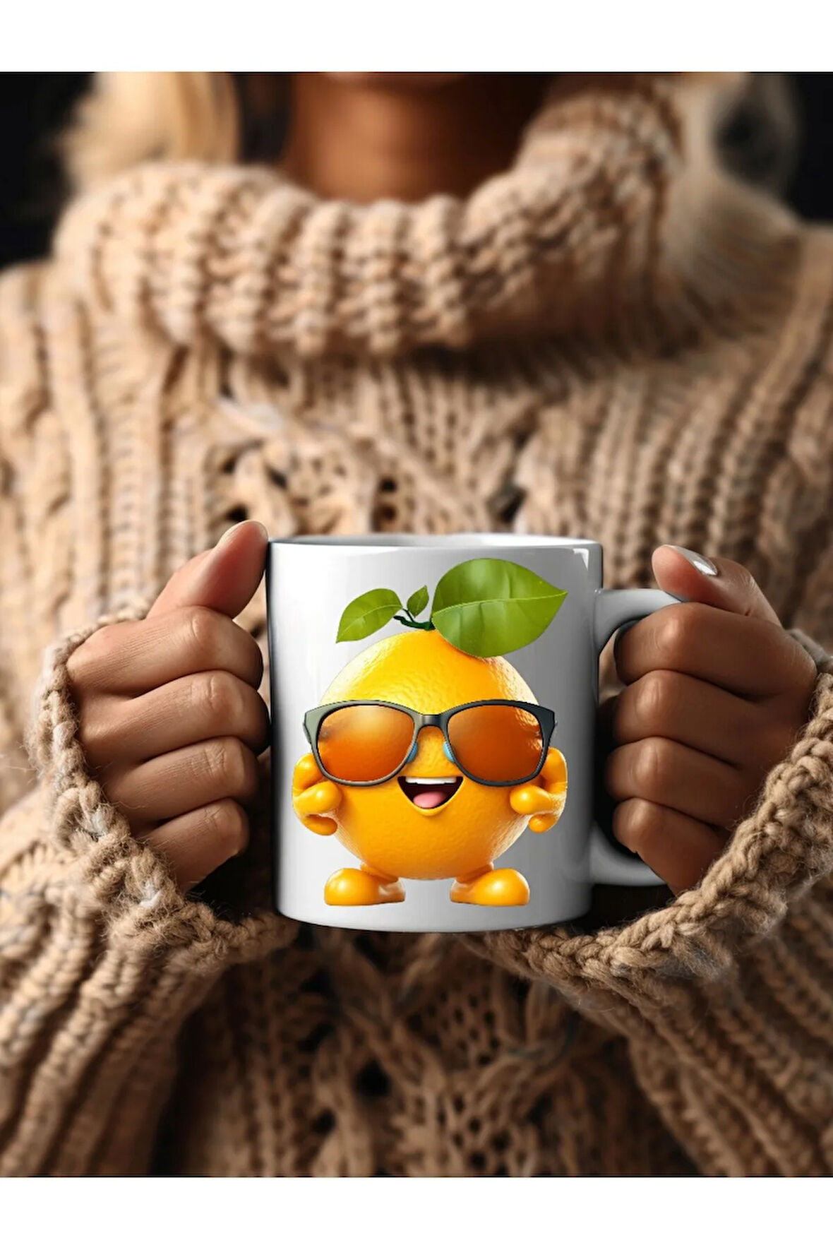 Meyve Emoji Şeklinde 3 Boyutlu Tasarım Seramik Kupa Mug - Hediyelik Kupa Bardak