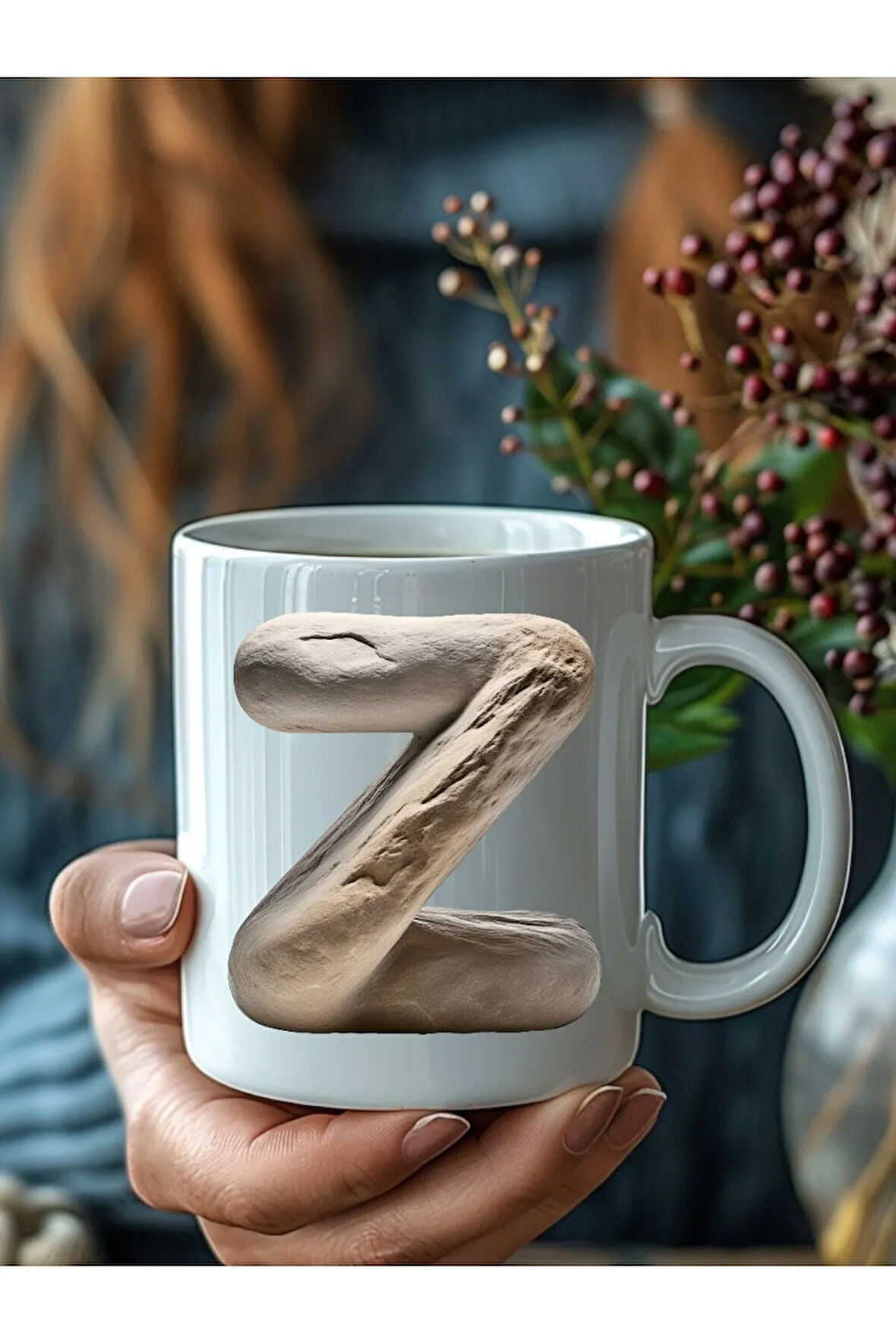Taş Kaya Şeklinde Harf Kişiye Özel 3 Boyutlu Tasarım Seramik Kupa Mug - Hediyelik Kupa