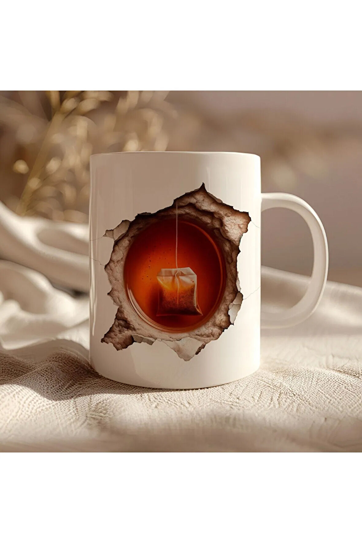 Sallama Çay Baskılı 3D Tasarım Seramik Kupa Mug - Hediyelik Kupa Bardak