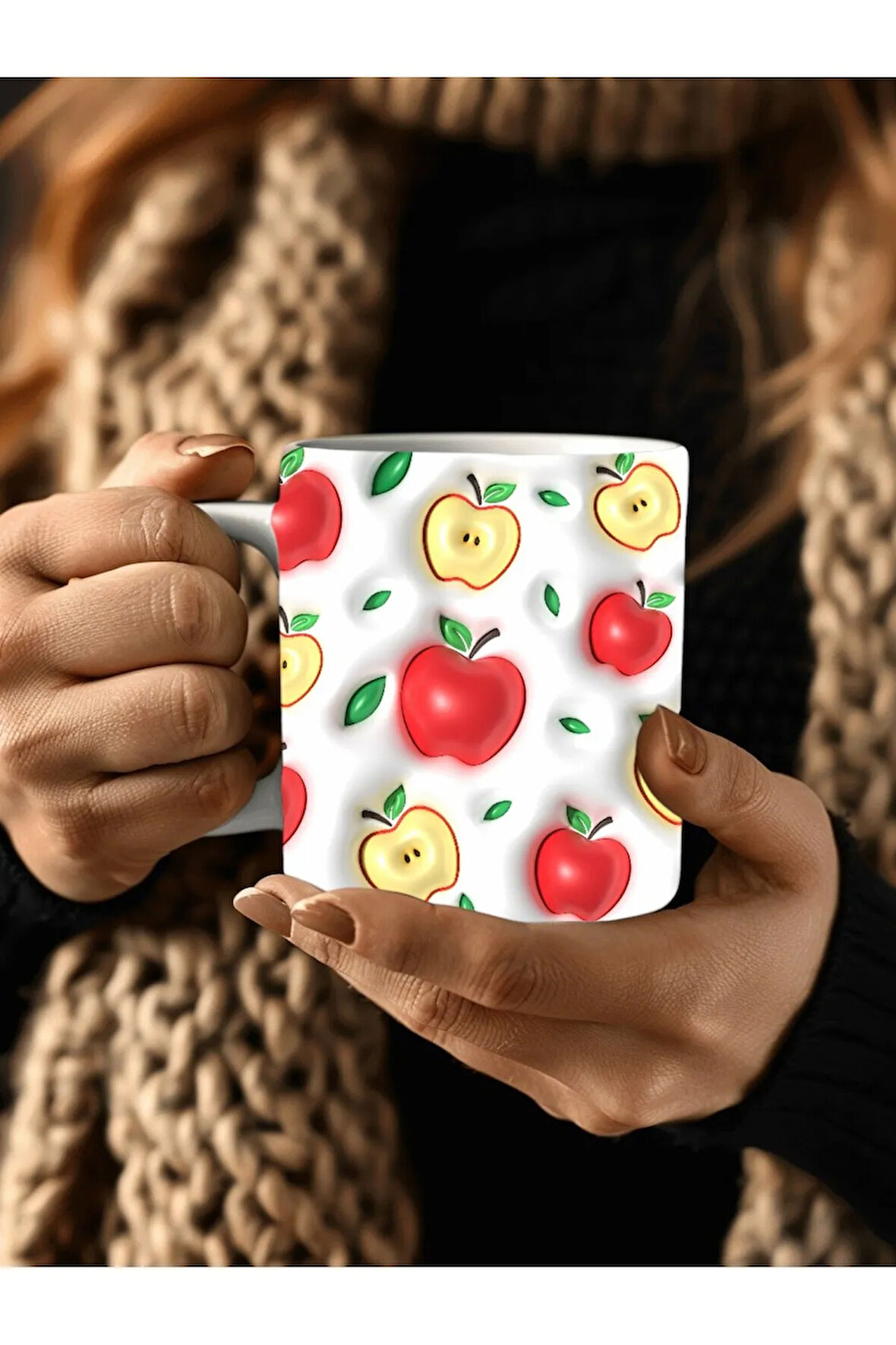 Meyve Baskılı 3D Tasarım Seramik Kupa Mug - Hediyelik Kupa Bardak - Meyve Çeşitleri