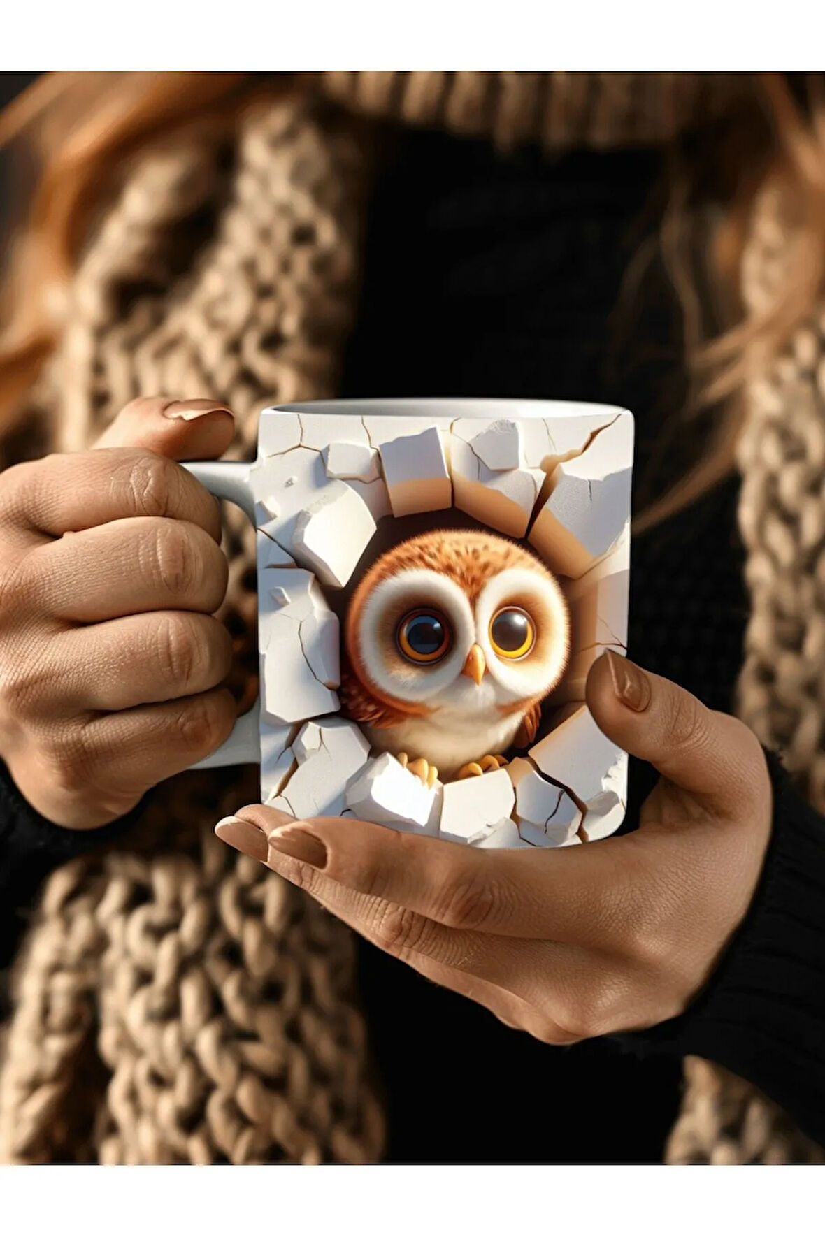 Yavru Hayvan Baskılı 3 Boyutlu Tasarım Seramik Kupa Mug - Hediyelik Kupa Bardak