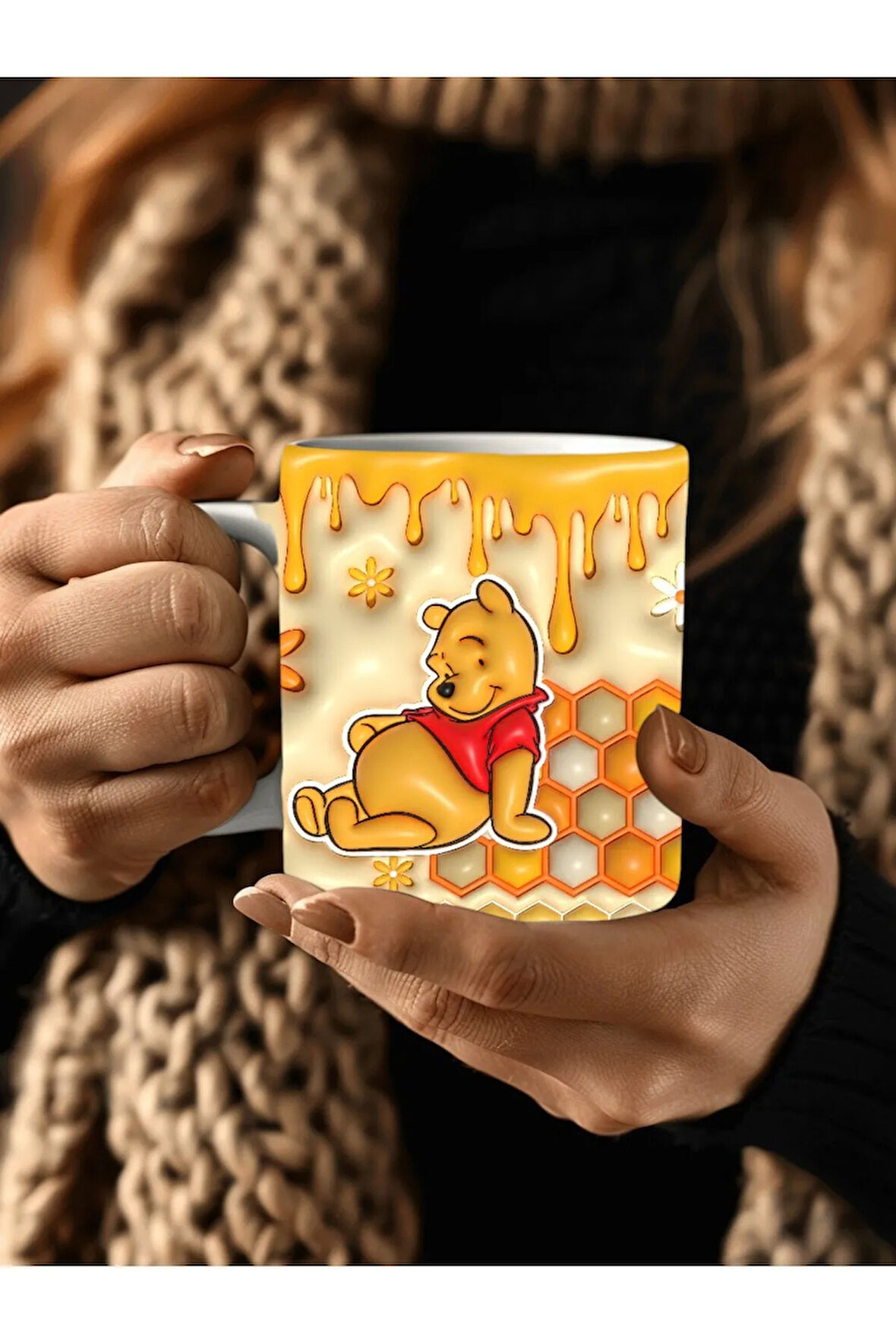 Winnie the Pooh - Kaplan Tigger - İyor - Piglet Baskılı 3D Tasarım Seramik Kupa Mug