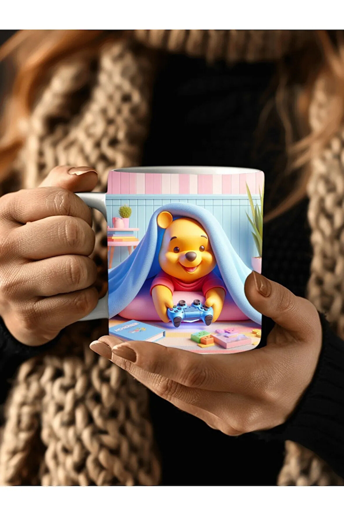 Winnie the Pooh - Kaplan Tigger - İyor - Piglet Baskılı 3D Tasarım Seramik Kupa Mug