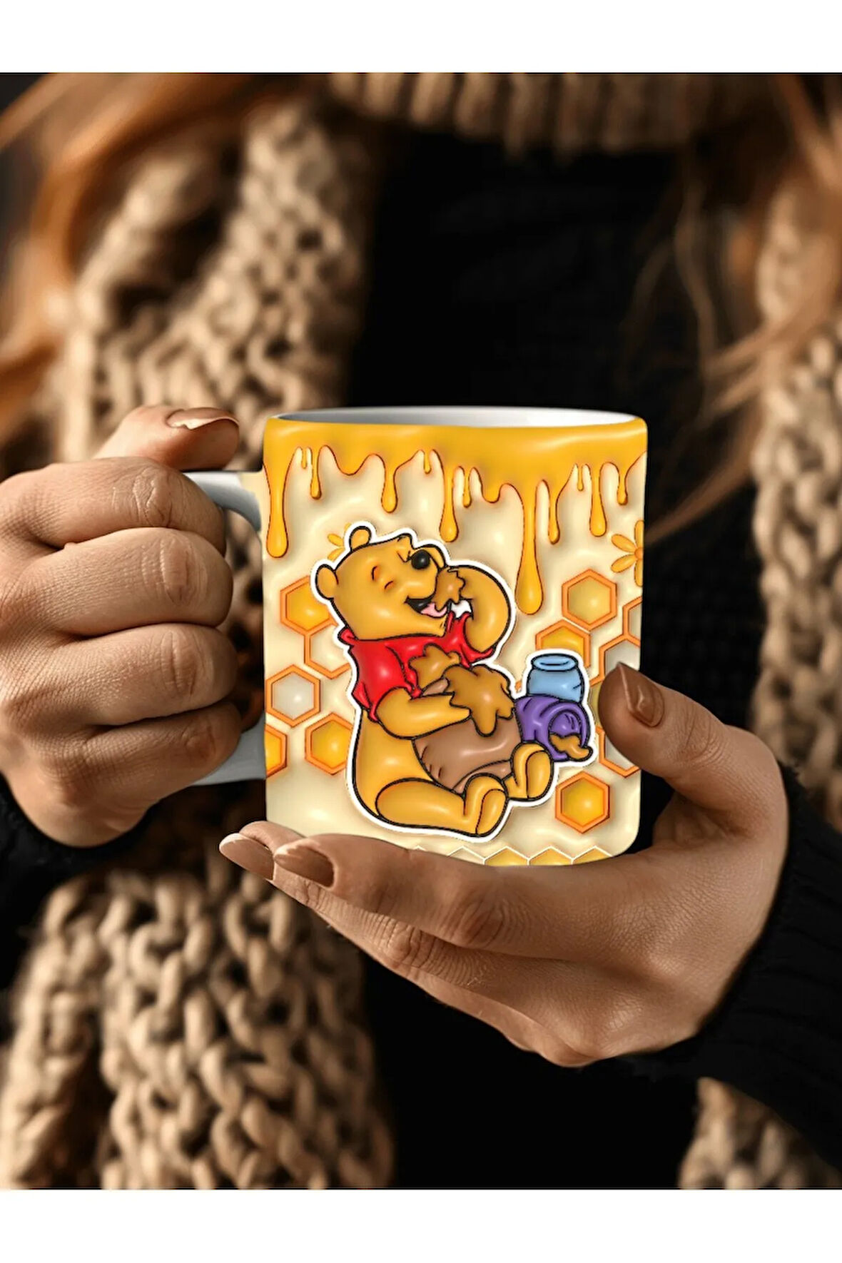 Winnie the Pooh - Kaplan Tigger - İyor - Piglet Baskılı 3D Tasarım Seramik Kupa Mug