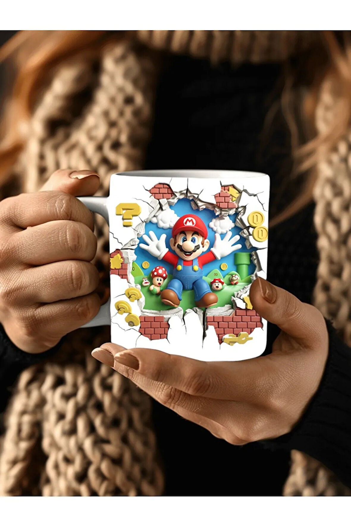 Süper Mario Baskılı 3D Tasarım Seramik Kupa Mug - Hediyelik Kupa Bardak