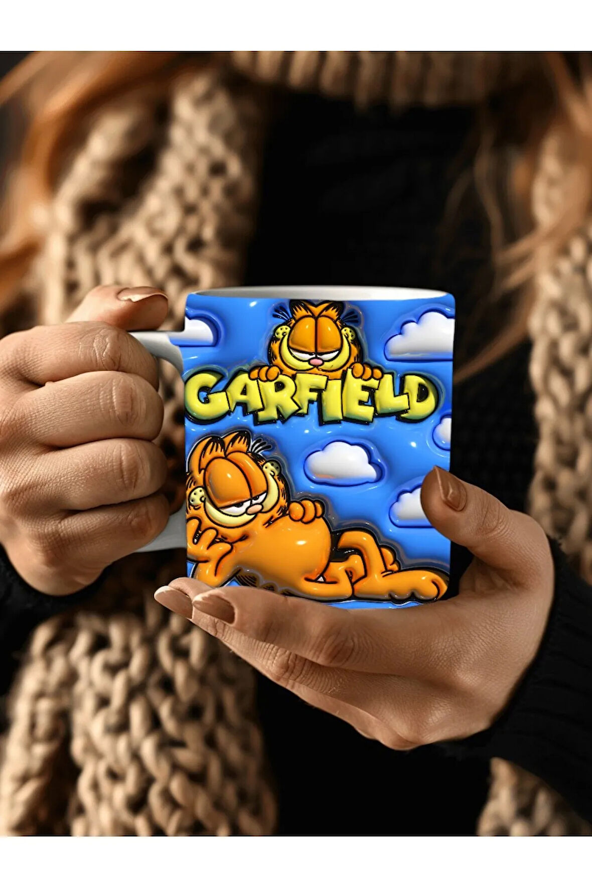 GARFİELD Baskılı 3D Tasarım Seramik Kupa Mug - Hediyelik Kupa Bardak
