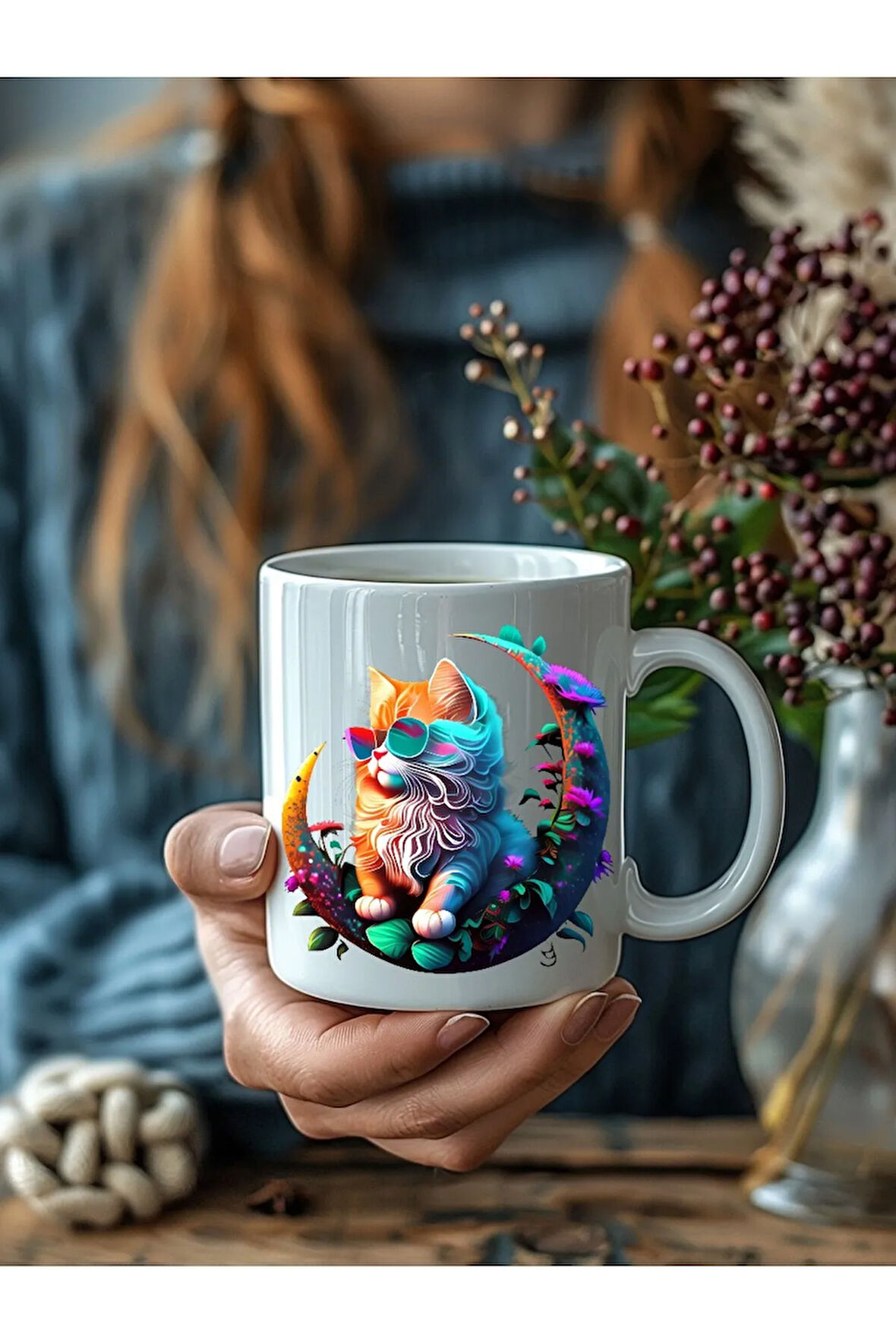 Kedi Baskılı 3D Tasarım Seramik Kupa Mug - Hediyelik Kupa Bardak