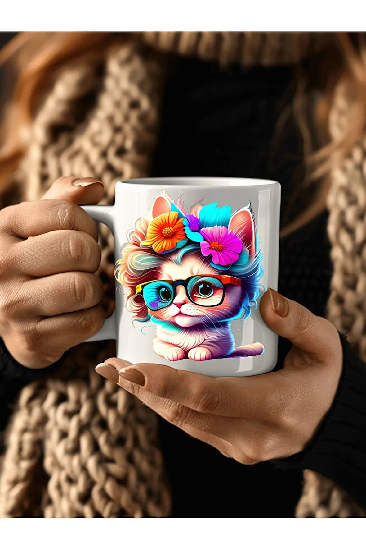 Kedi Baskılı 3D Tasarım Seramik Kupa Mug - Hediyelik Kupa Bardak