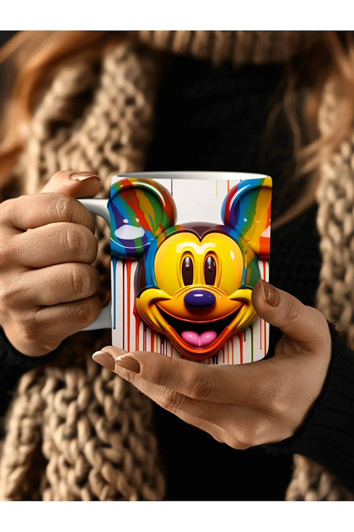 Mickey Mouse Baskılı 3D Tasarım Seramik Kupa Mug - Hediyelik Kupa Bardak