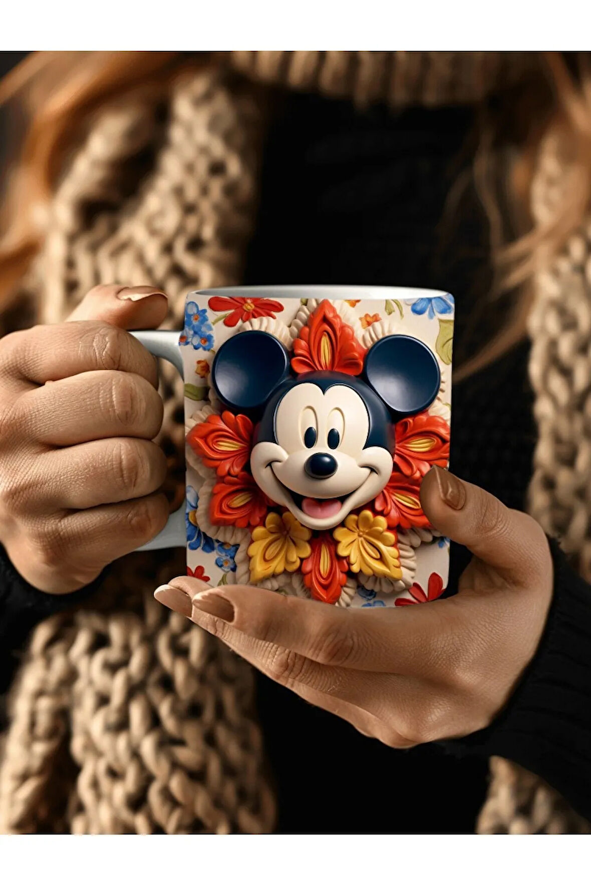 Mickey Mouse Baskılı 3D Tasarım Seramik Kupa Mug - Hediyelik Kupa Bardak