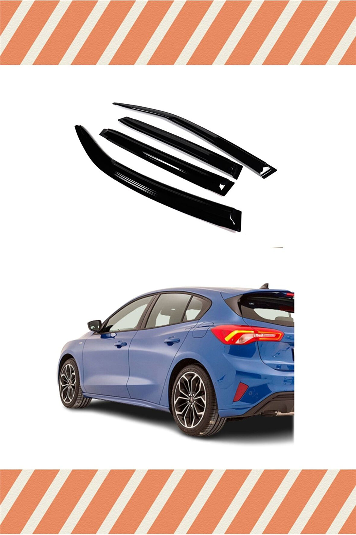 Ford Focus 4 Hb 2015-2018 Modellerine Uyumlu Özel 4'Lü Mügen Tip Cam Rüzgarlığı