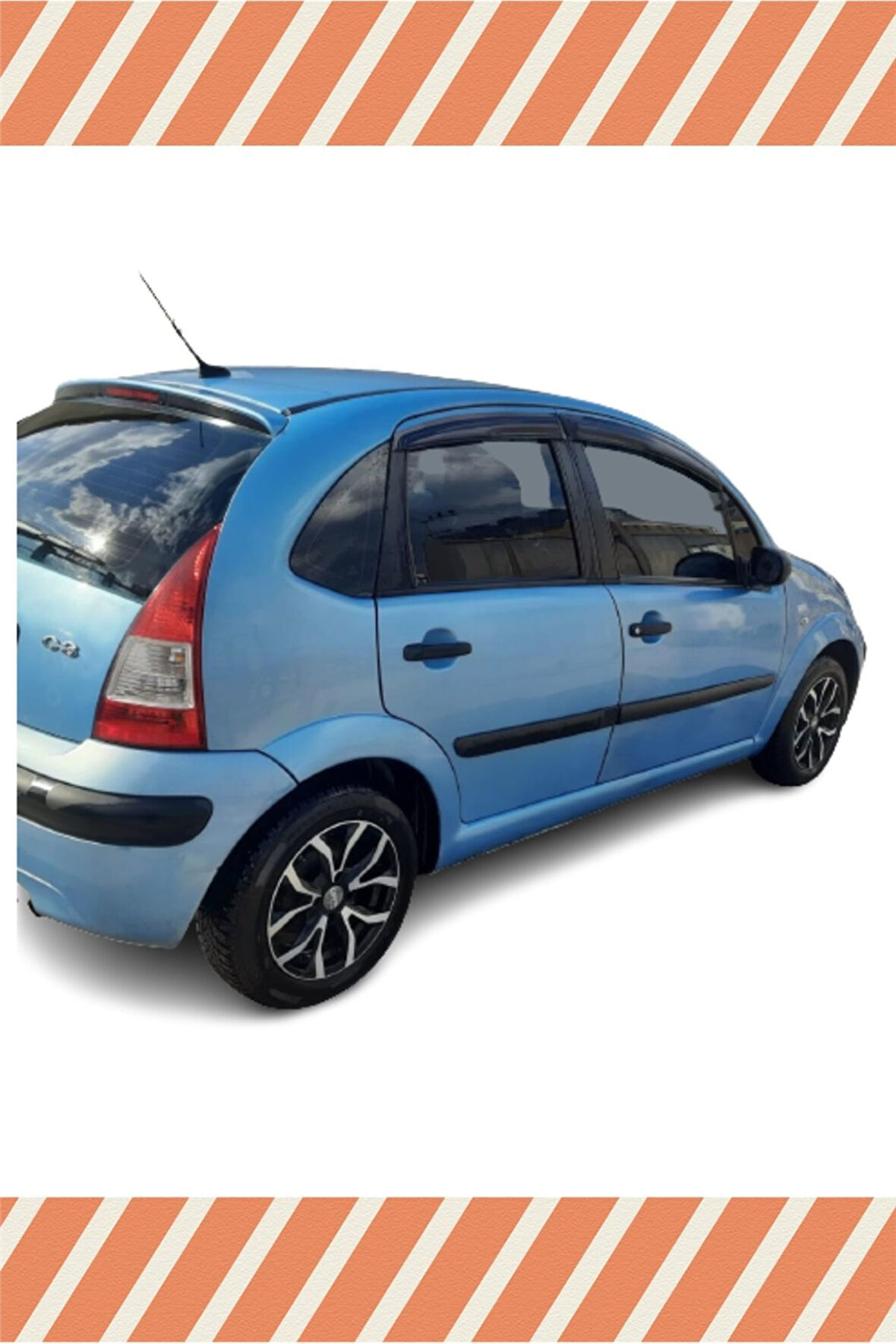 Citroen C-3 2002-2010 Modellerine Uyumlu Özel 4'Lü Mügen Tip Cam Rüzgarlığı