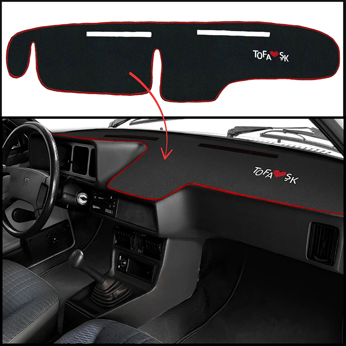 Tofaş Şahin Doğan Kartal Düşük Göğüs Torpido Koruma Kaplama Halısı | Tofaş Alçak Torpido Koruması