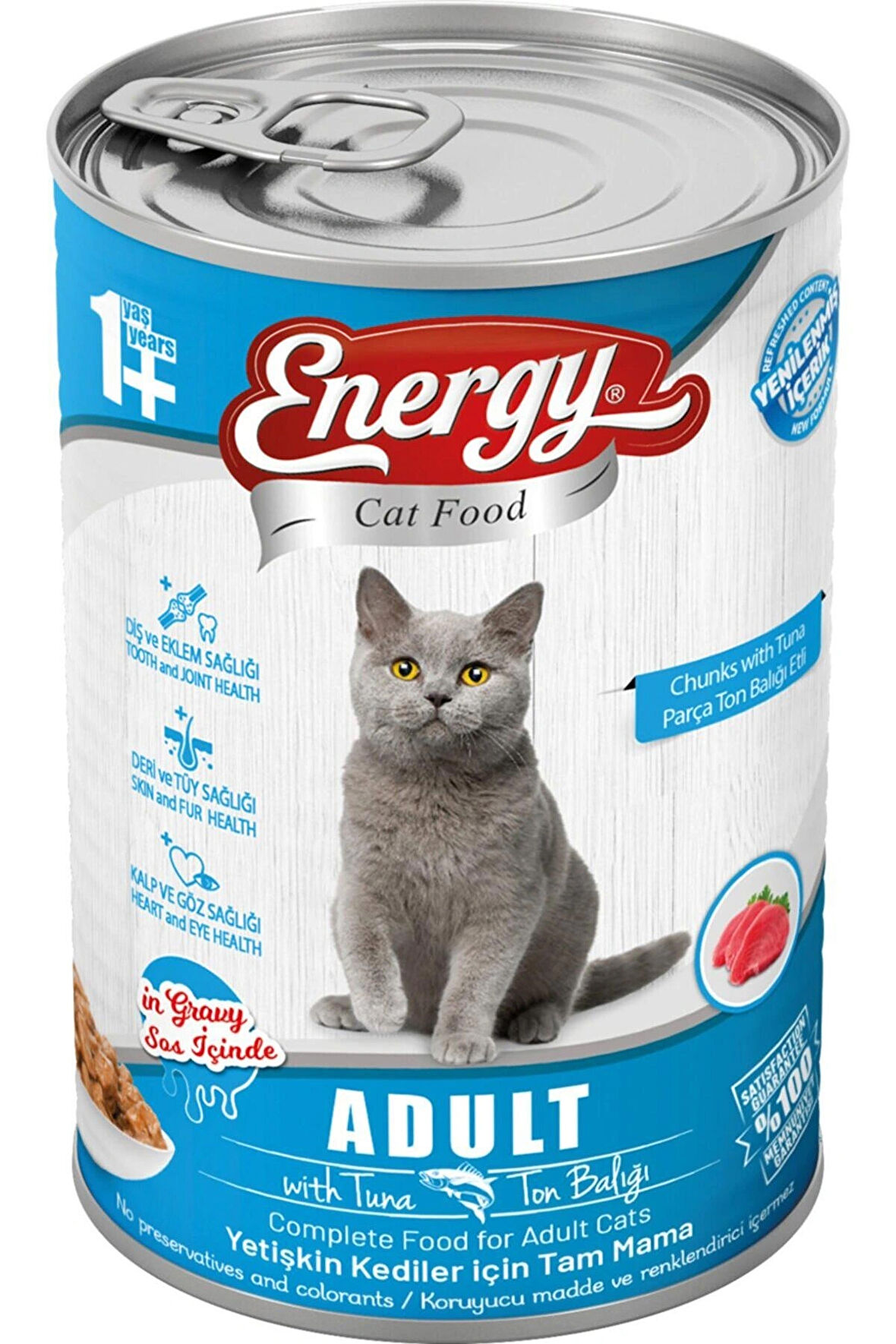 Energy Ton Balıklı Yetişkin Yaş Konserve Kedi Maması 400 Gram -  12 Adet