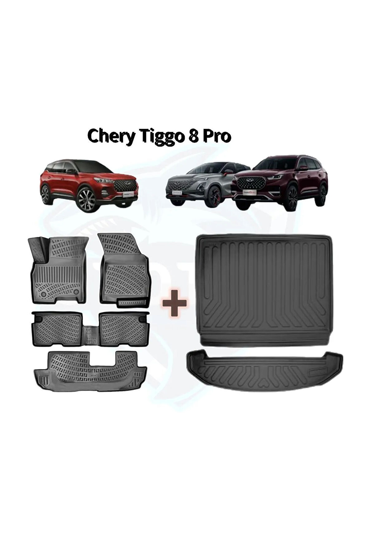 Chery Tiggo 8 Pro Luxury 2022 Model 3D Bagaj Havuzu ve Araca Özel Paspas Seti 