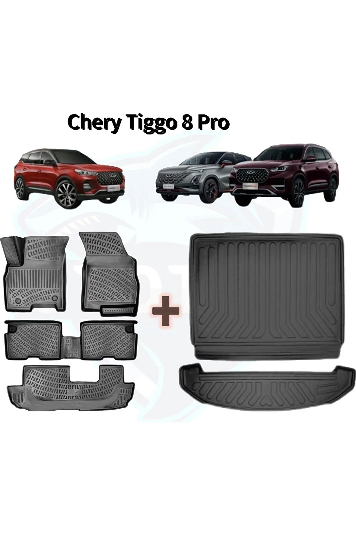Chery Tiggo 8 Pro Luxury 2024 Model 3D Bagaj Havuzu ve Araca Özel Paspas Seti 