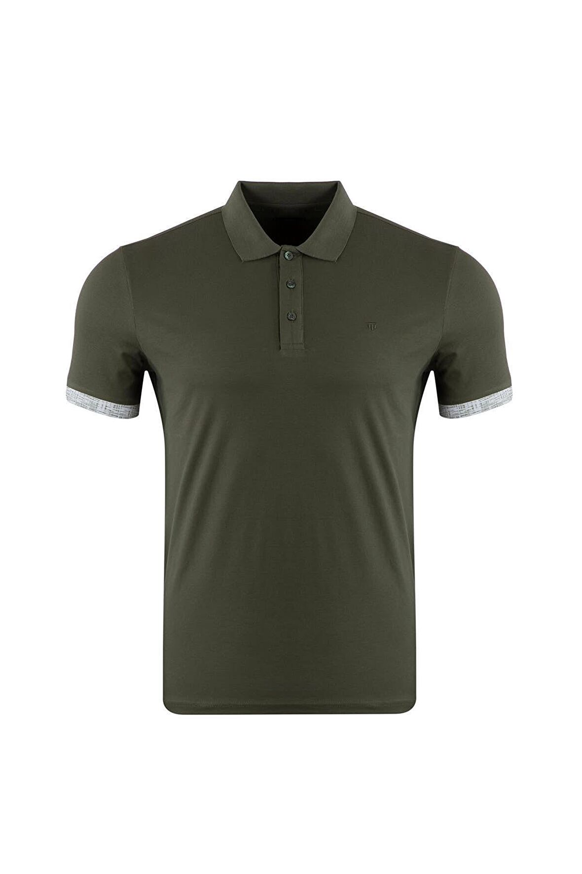 Büyük Beden Regular Fit Baskılı Dokulu Polo T-Shirt	