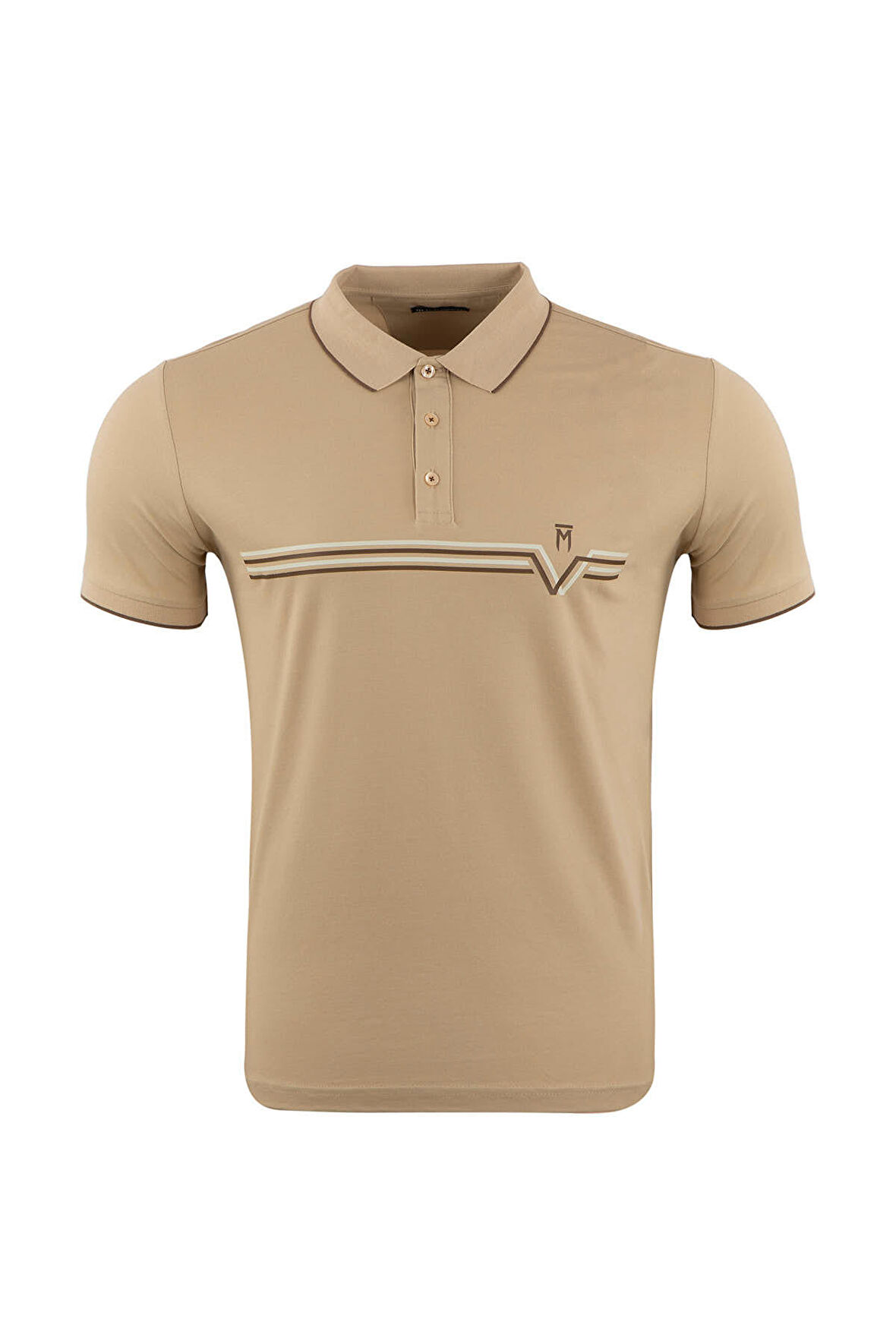 Regular Baskılı Beyaz Polo Tişört