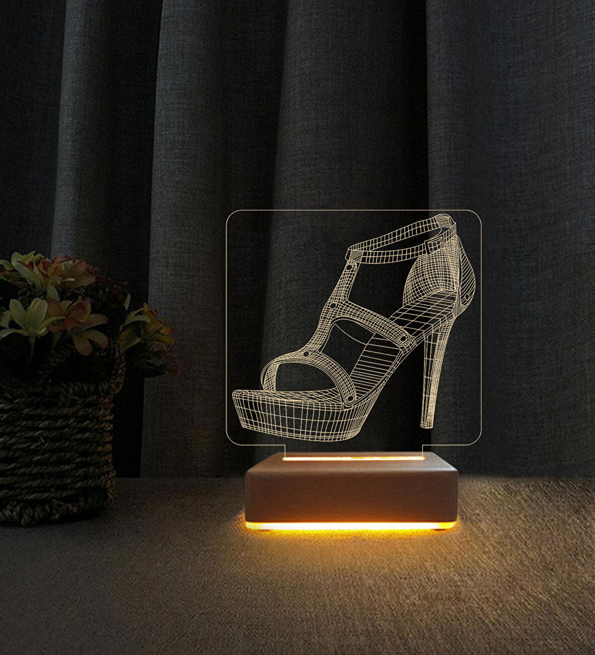 Topuklu Ayakkabı 3d Led Masa Lambası Doğum Günü Hediyesi Lamba