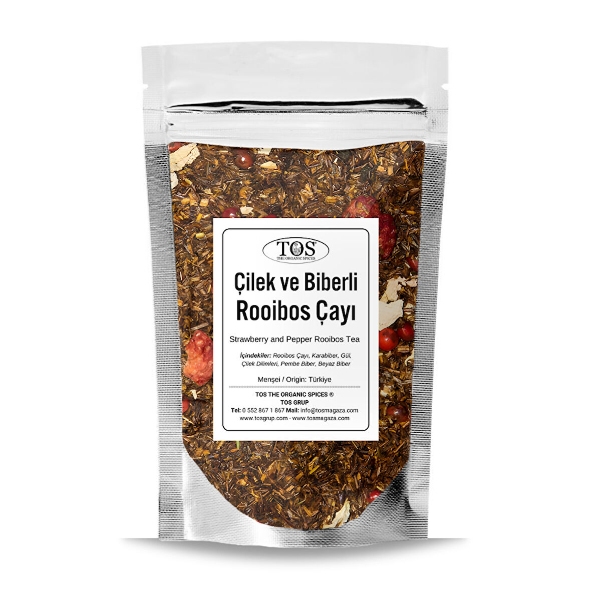 Çilek ve Biberli Rooibos Çayı 100 gr (1. Kalite)