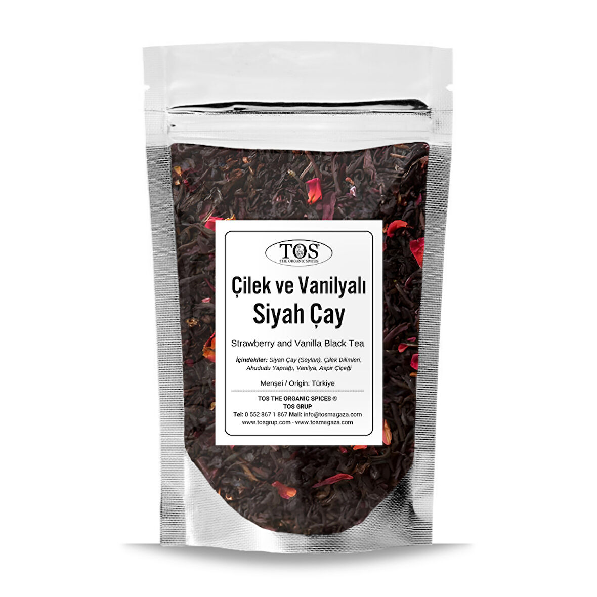 Çilek ve Vanilyalı Siyah Çay 100 gr (1. Kalite)