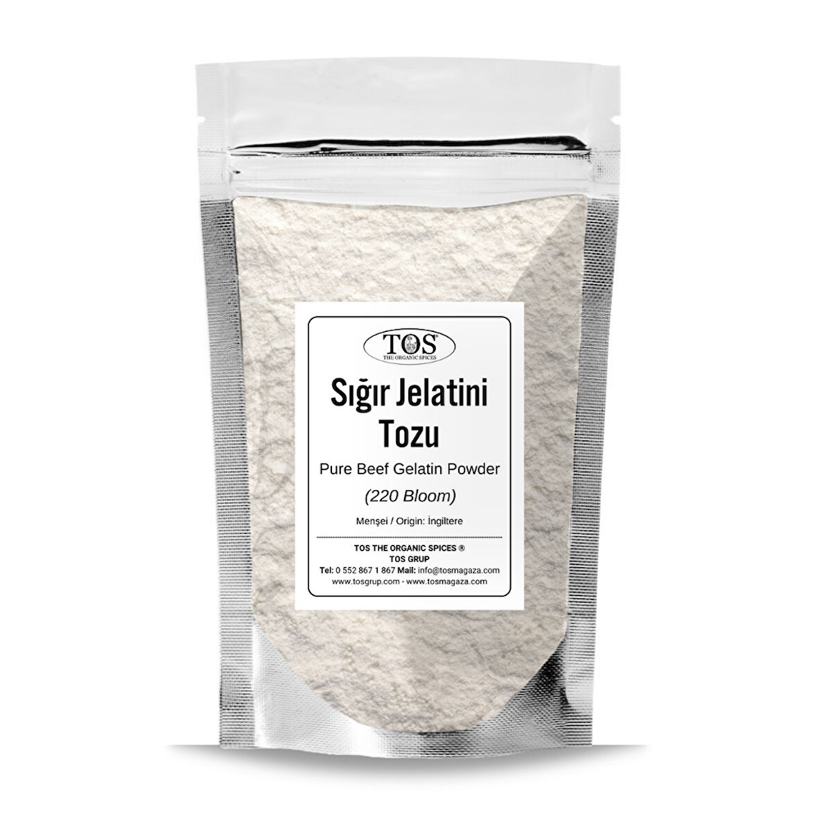 Saf Sığır Jelatini Tozu 250 gr (1. Kalite) 220 Bloom