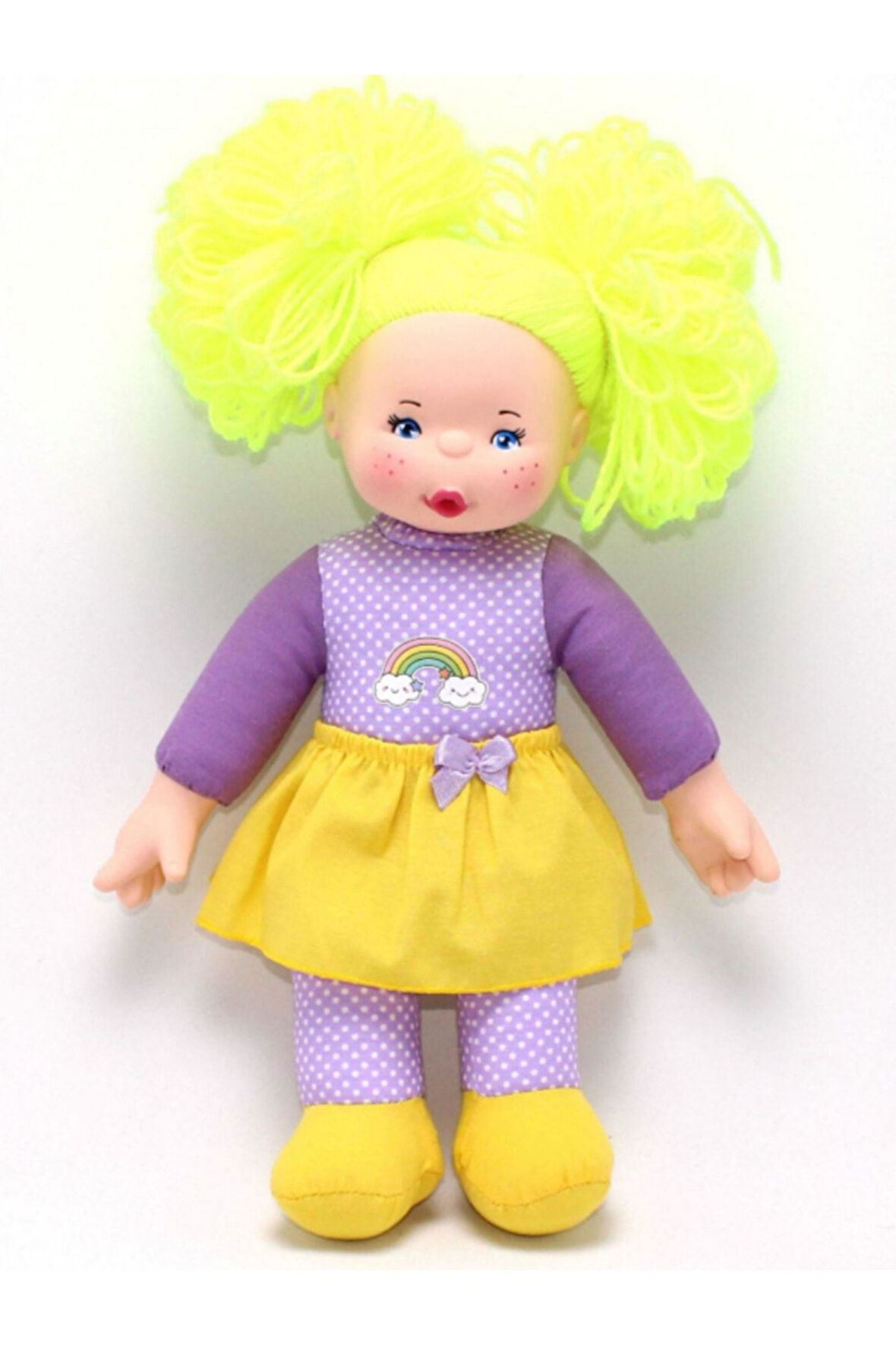 Rengarenk Sevimli Bez Bebek 30 Cm - SARI RENK