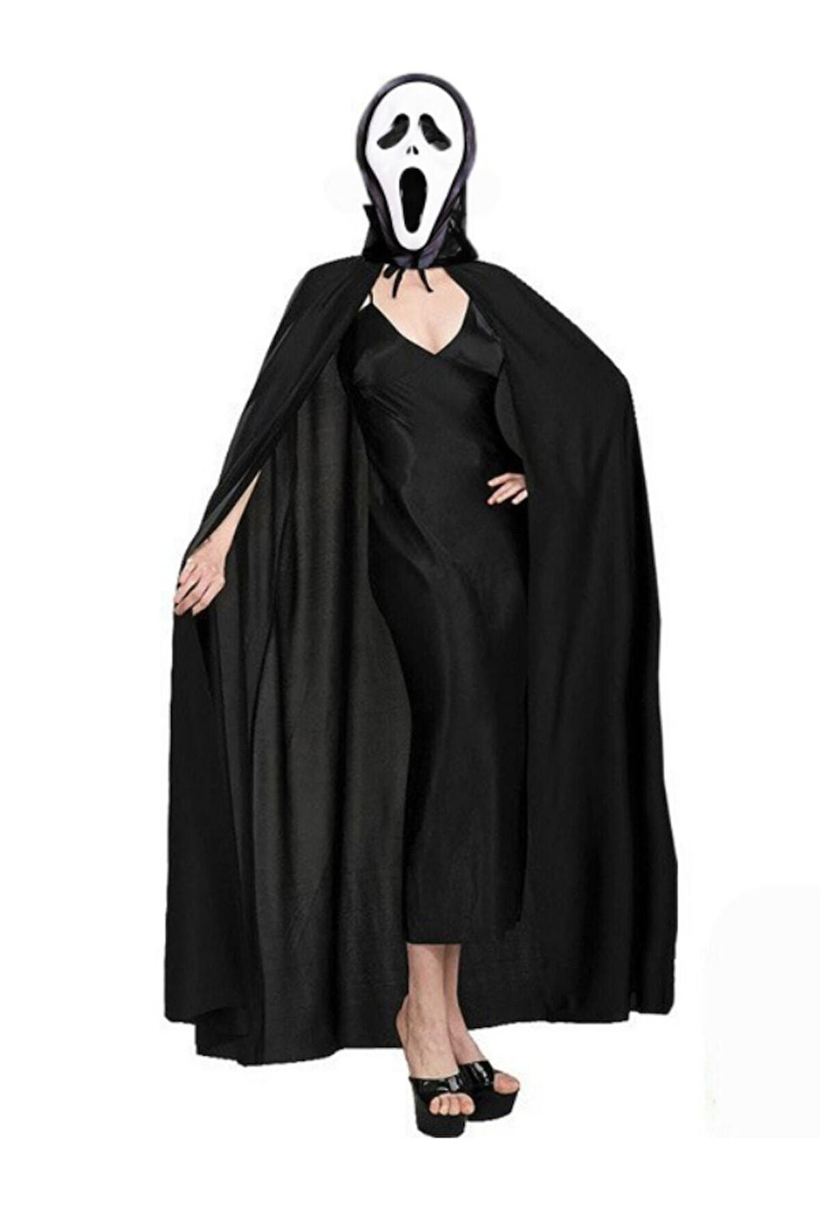 Çığlık Scream Maske Ve Yakalı Pelerinli Kostüm Seti 120 cm