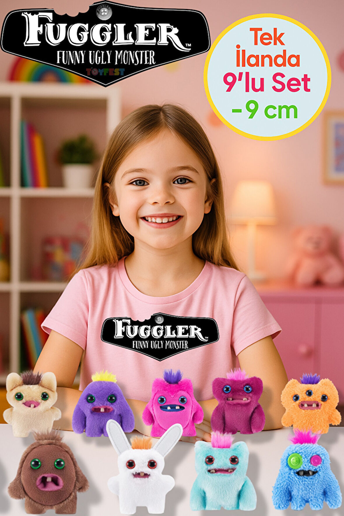 Mini Koleksiyonluk ZURU Fuggler Baby Fuggs Komik Çirkin Peluş Oyuncaklar 9 lu Set Tek İlanda - 9cm