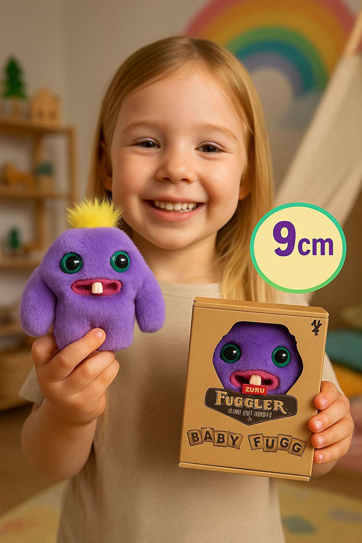 Mini Koleksiyonluk ZURU Fuggler Baby Fuggs Komik Çirkin Peluş Oyuncak Mr Needles Mor 9cm