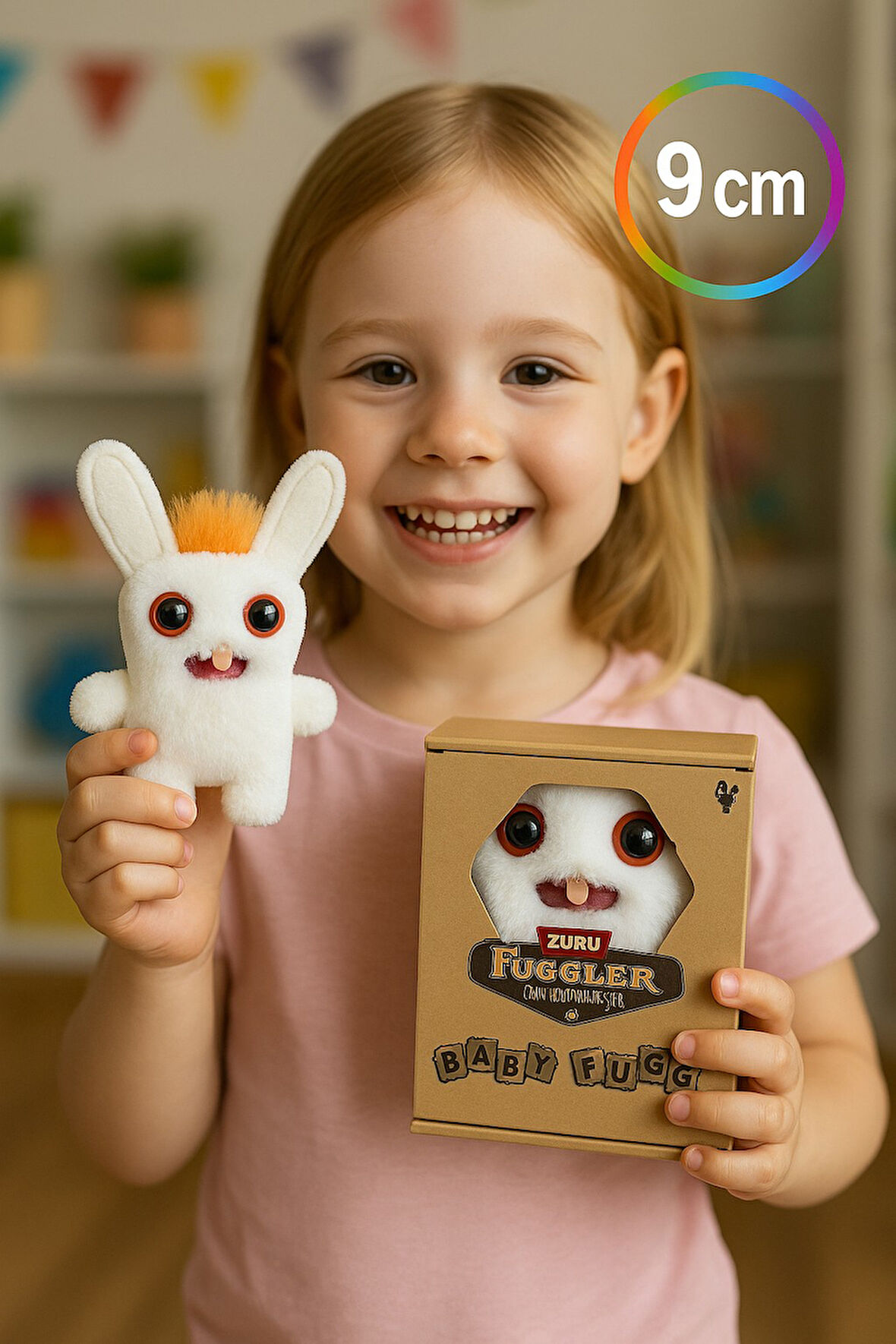 Mini Koleksiyonluk ZURU Fuggler Baby Fuggs Komik Çirkin Peluş Oyuncak Rabid Rabbit Beyaz 9cm
