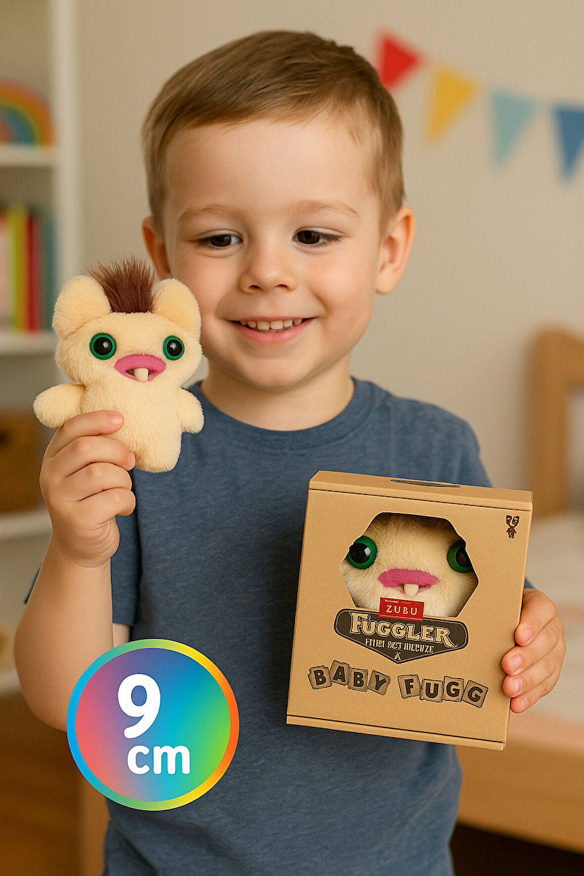 Mini Koleksiyonluk ZURU Fuggler Baby Fuggs Komik Çirkin Peluş Oyuncak Screech Krem 9cm