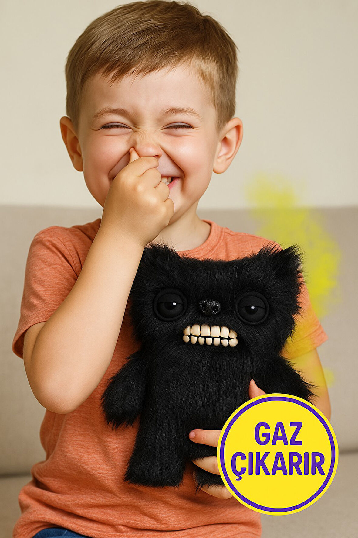 Gaz Çıkaran Fuggler Fart Face Sesli Hareket Sensörlü Komik Çirkin Peluş Oyuncak Munch Munch 22cm