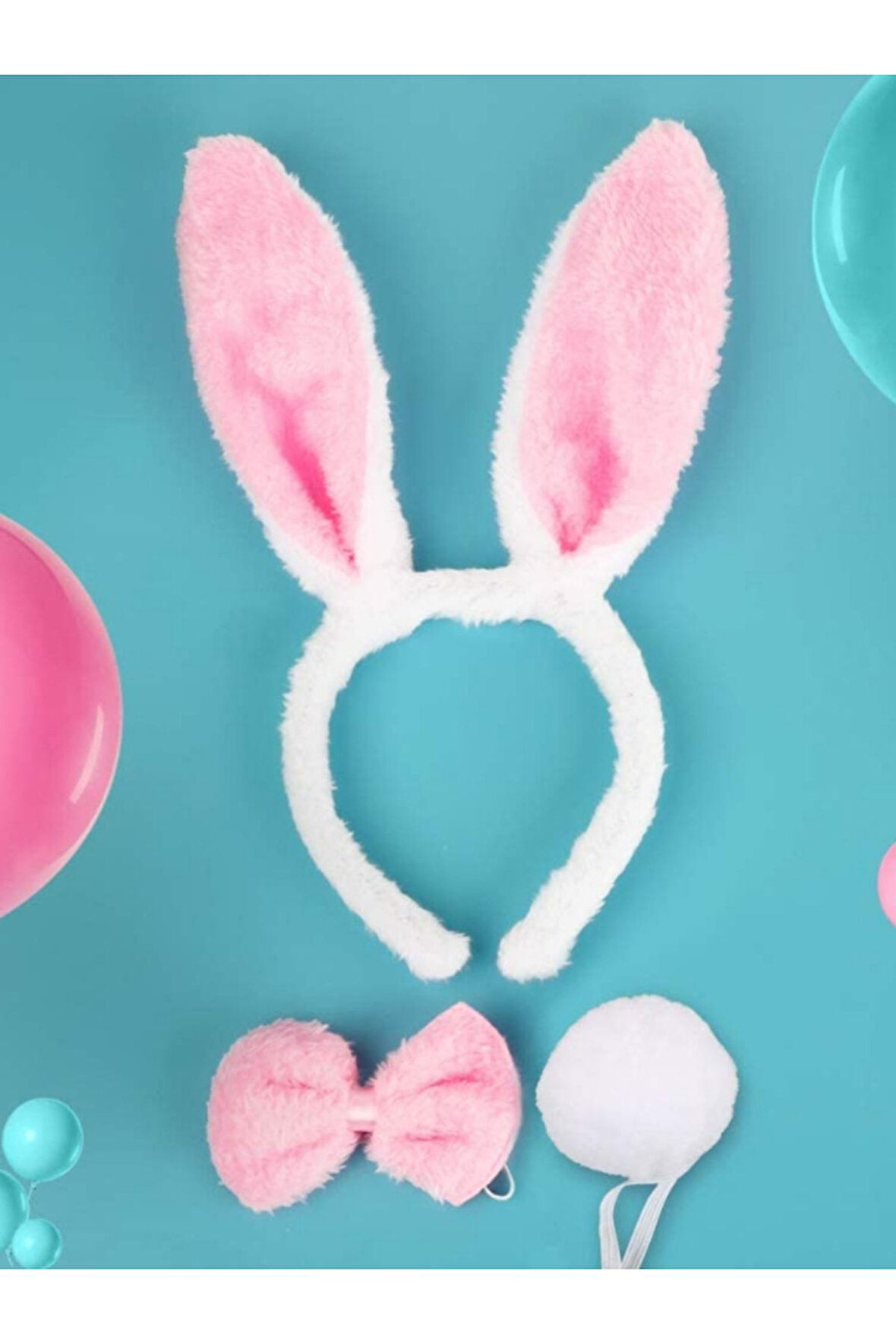 Tavşan 3 Lü Kostüm Seti Taç + Papyon + Kuyruk