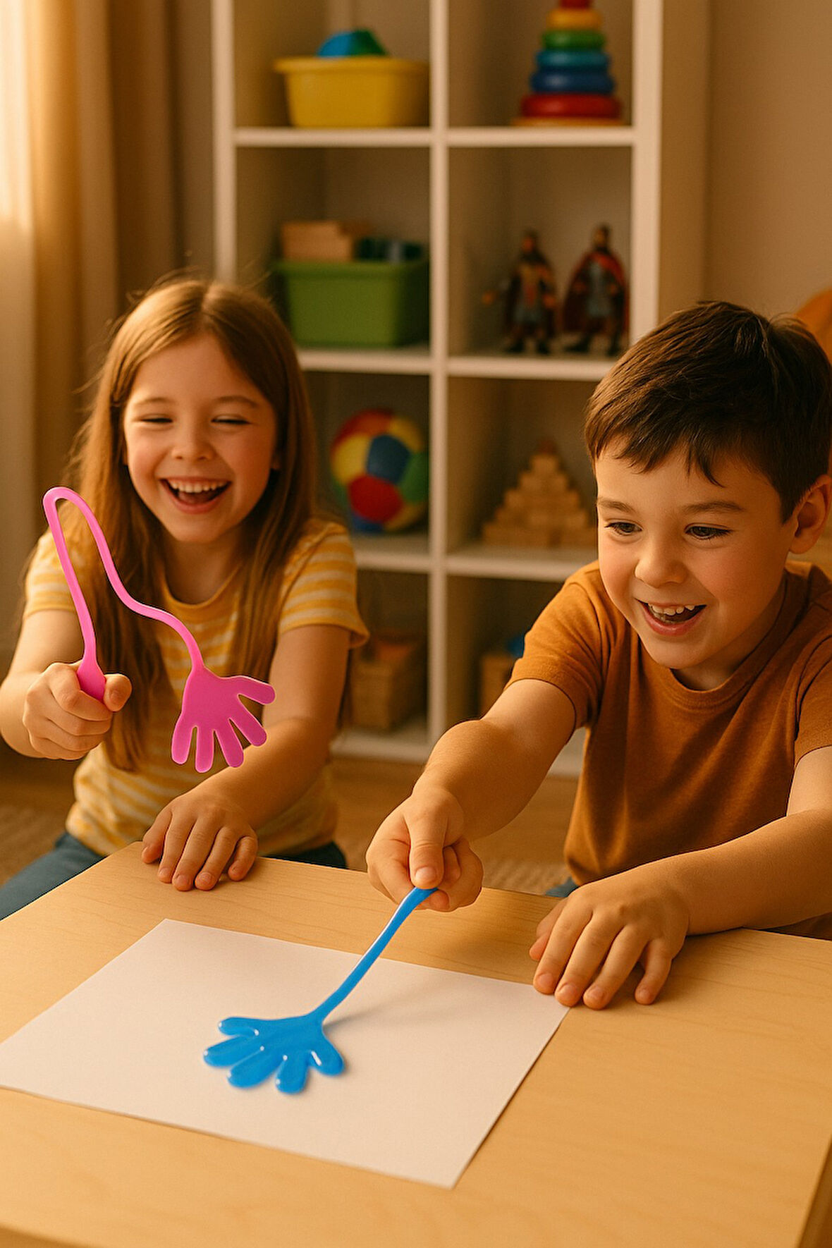 Jaru 2'li Süper Esnek Eğlenceli Yapışkan El Snap Hand El - ( Mor - Mavi )