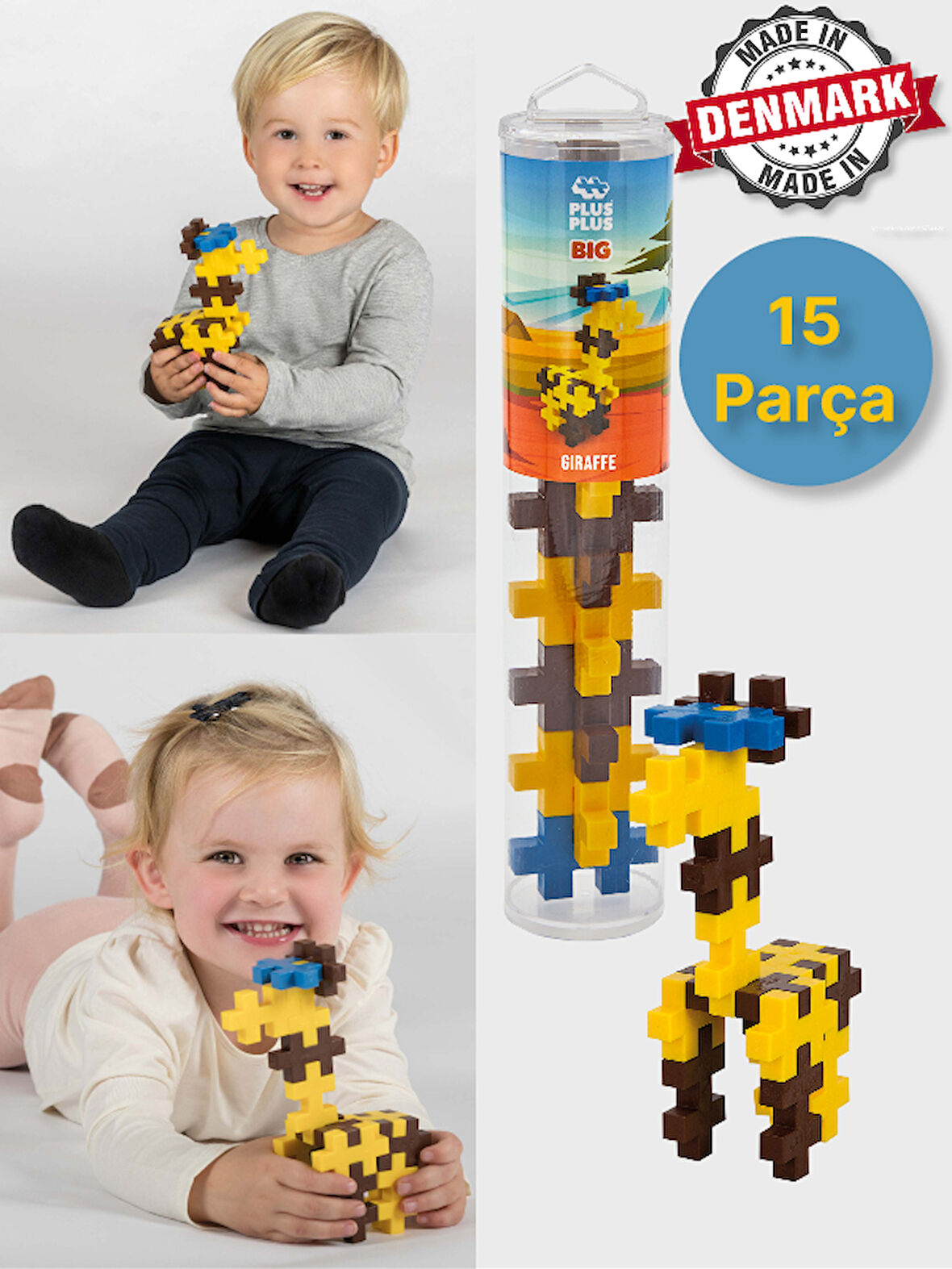 Plus - Plus Minecraft Temalı Silindir Kutuda Big Giraffe - Büyük Zürafa Lego Yapı Oyuncağı