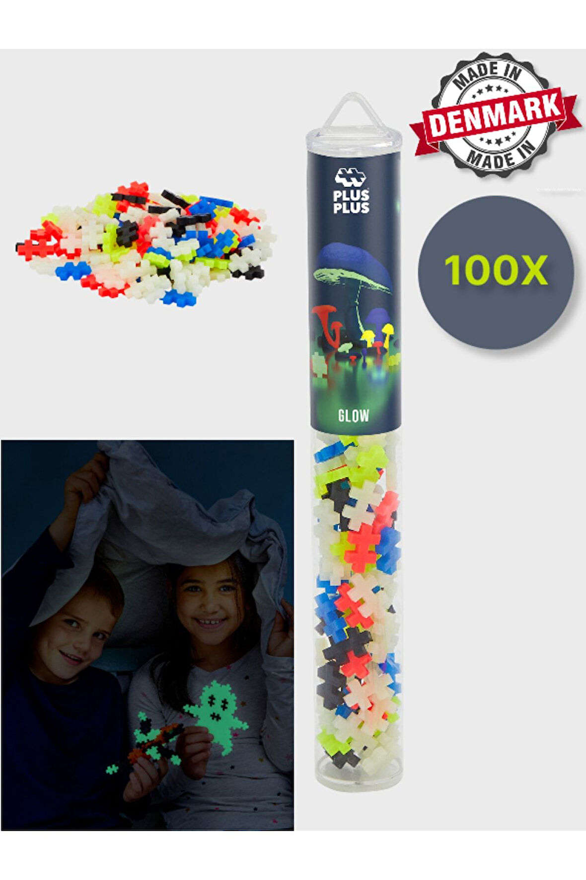 Plus - Plus Minecraft Temalı Silindir Kutuda Glow Lego Yapı Oyuncağı ( 100 Parça ) 4282