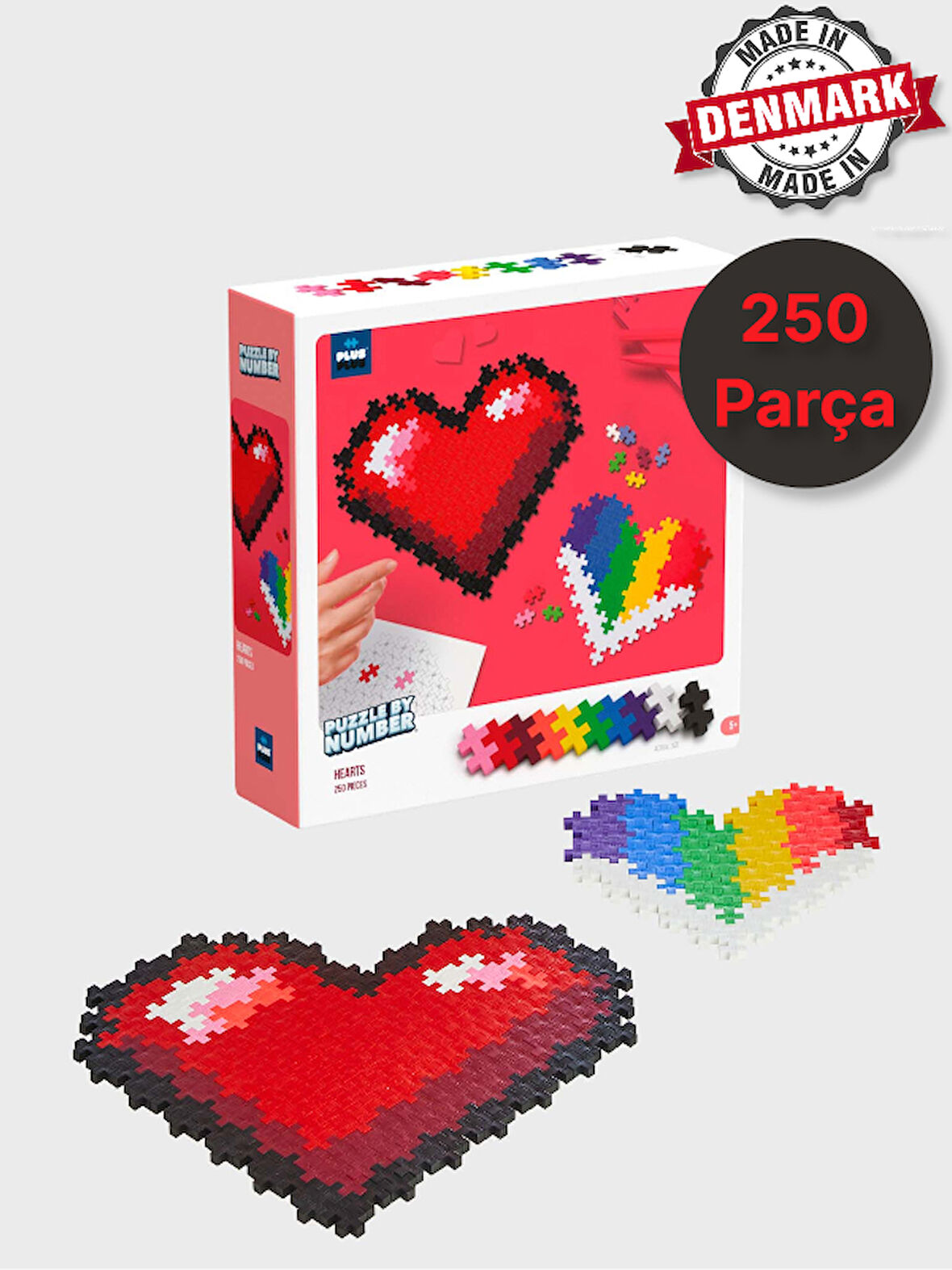 Plus - Plus Minecraft Temalı Kutuda By Number Hearts - Numaralı Kalpler Lego Yapı Oyuncağı (250Parça