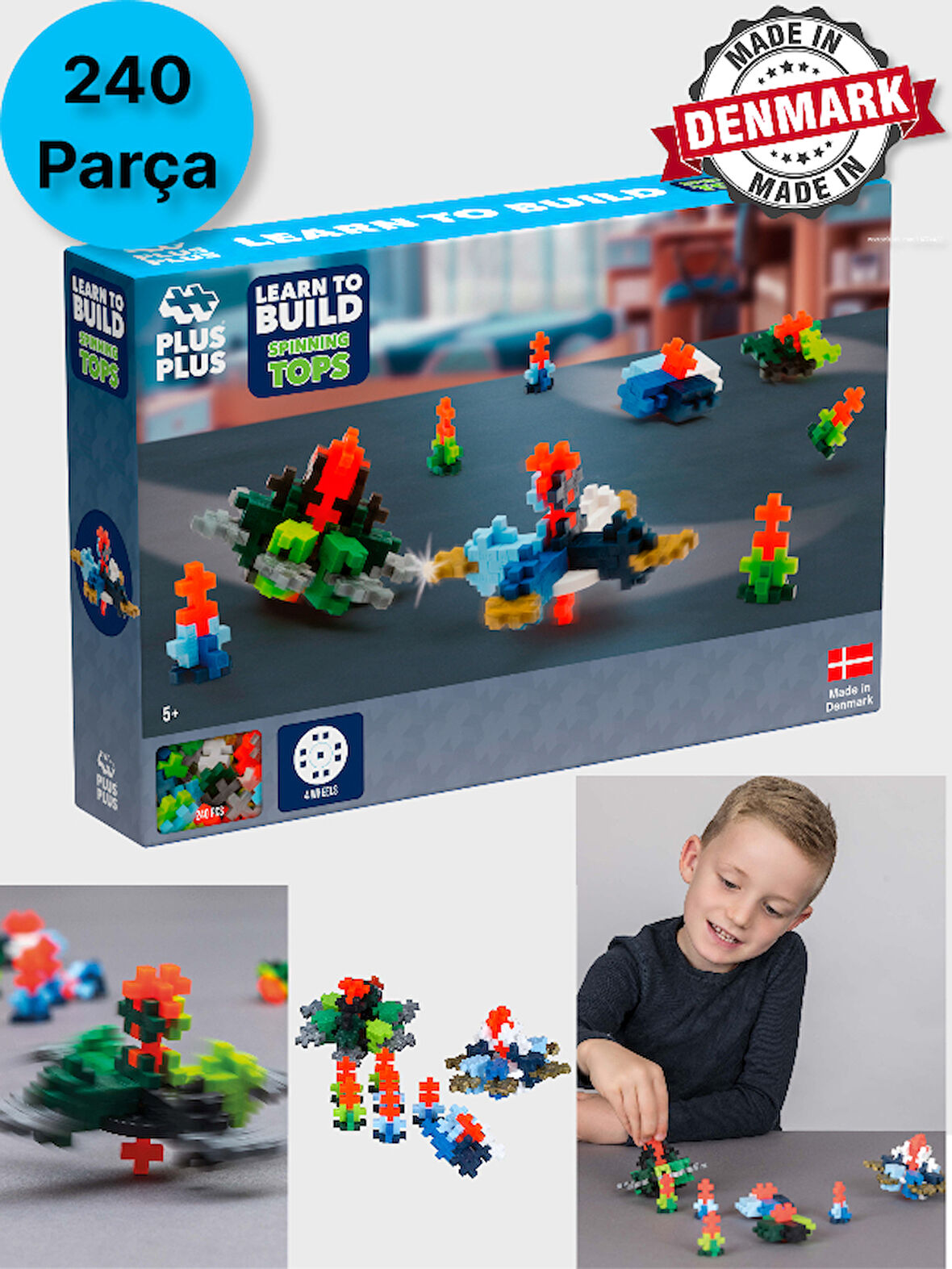 Plus - Plus Minecraft Temalı Learn to Build Spinning Tops Renkli Topaçlar Lego Yapı Oyuncağı