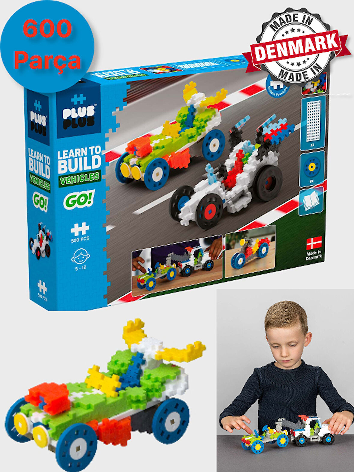 Plus - Plus Minecraft Temalı Learn to Build Go! Vehicles - Araçlar Lego Yapı Oyuncağı 500 Parça 7011