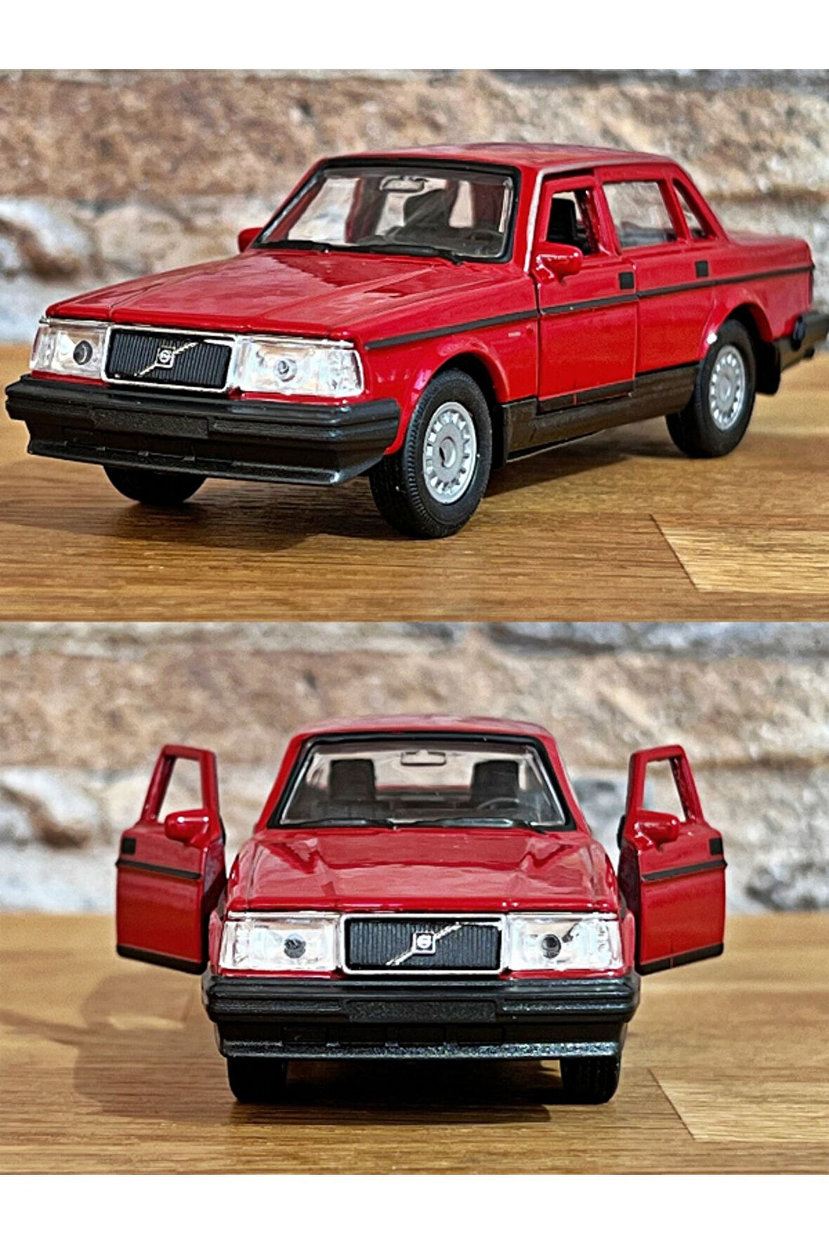 Volvo 240 GL Çek Bırak Die - Cast Metal Model Araba - Kırmızı 11.5 cm