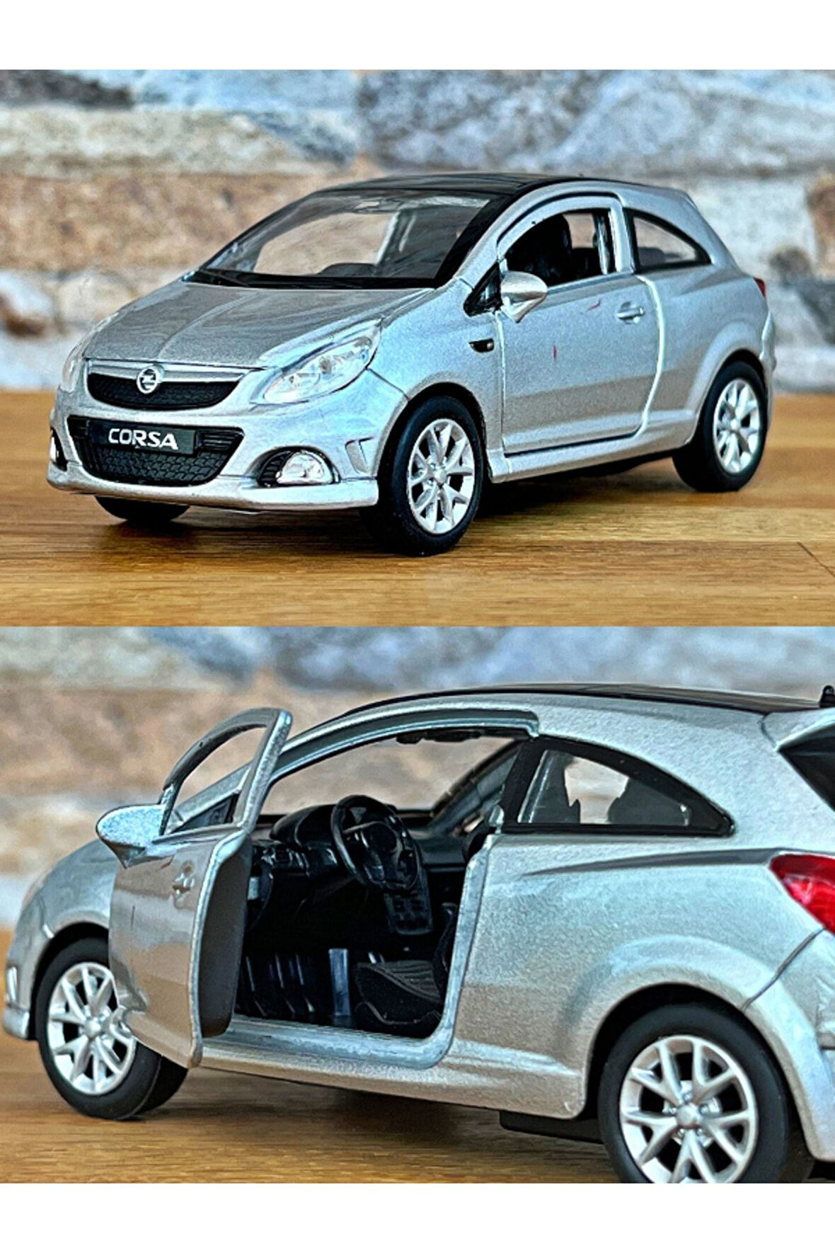 Opel Corsa OPC Çek Bırak Die - Cast Metal Model Araba - Gri 11.5 cm