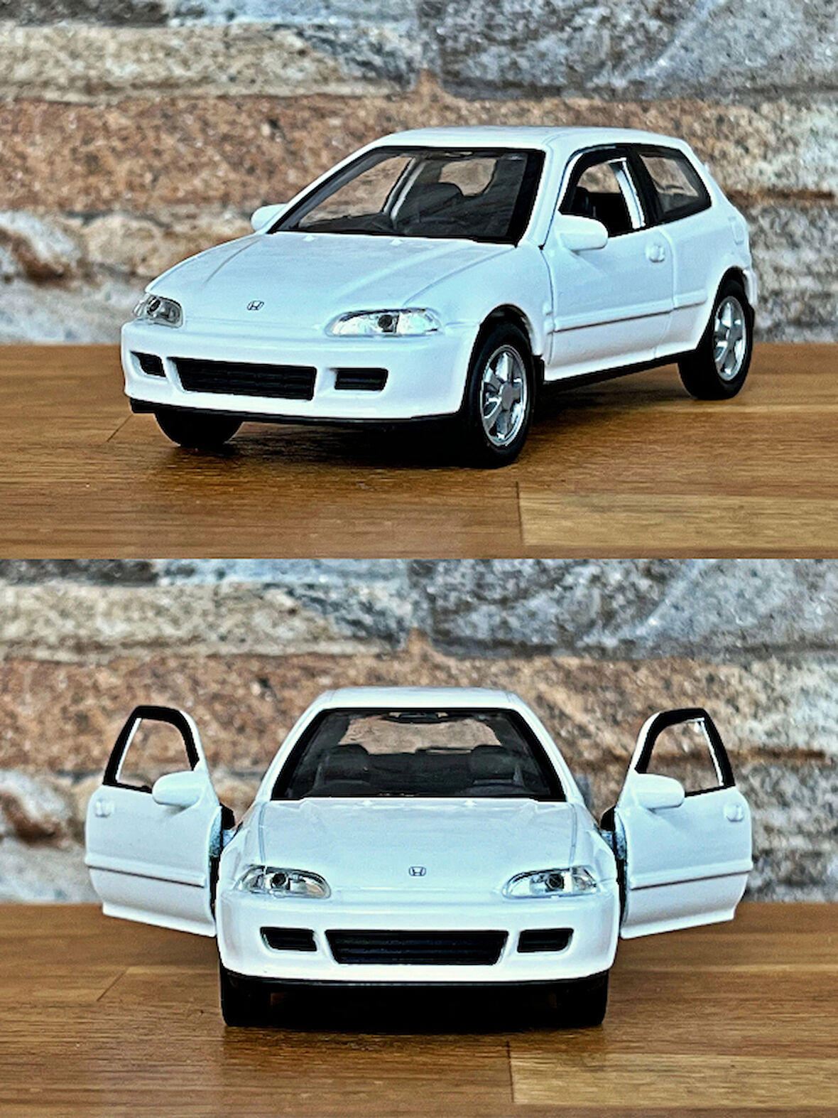 Honda Civic EG6 Çek Bırak Die - Cast Metal Model Araba - Beyaz 11.5 cm