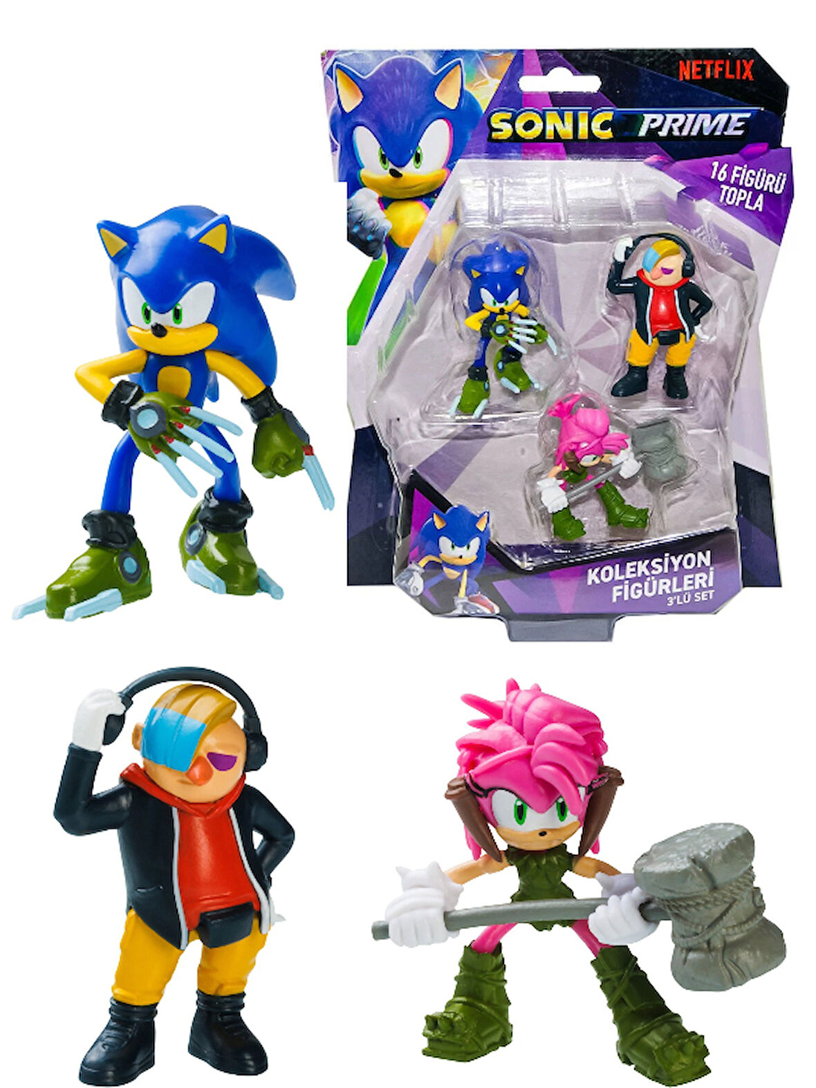 Sonic Prime 3 lü Figür Blister Set - Sonic + Dr. Don't + Amy Rose 6.5 cm - SON2020
